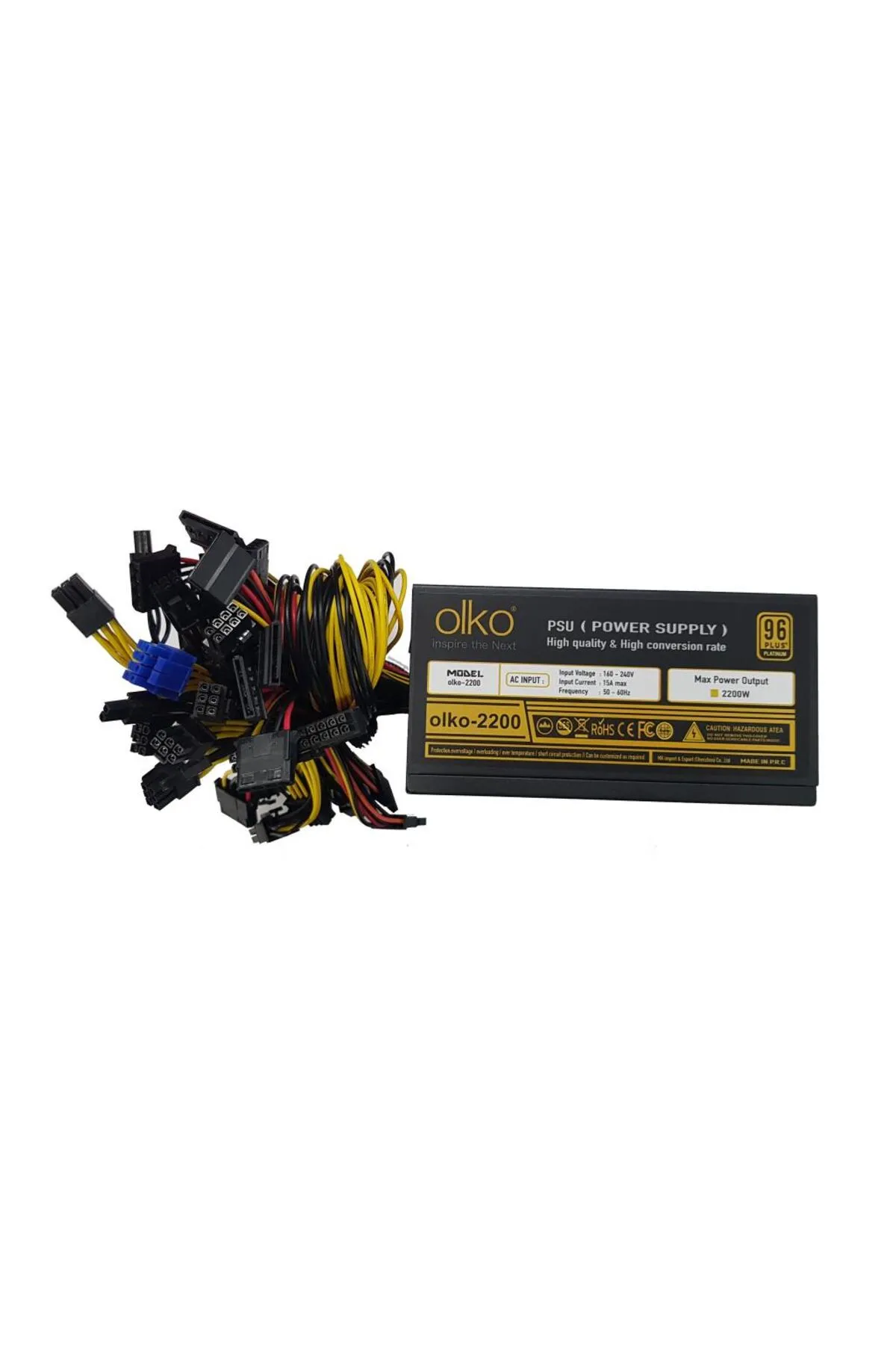 Olko 2200w Power Supply 16xpcı-e(6 2PİN), Mınıng 1x20 4p/8xsata/96 Platınum (-2200)