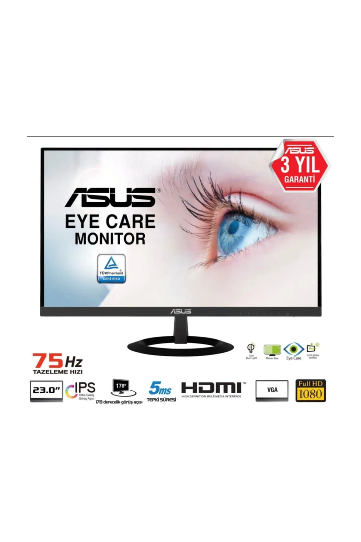 Asus 23" VZ239HE Eye Care 5ms Analpog+ HDMI Fıll HD Ultra Slim Ips Monitör