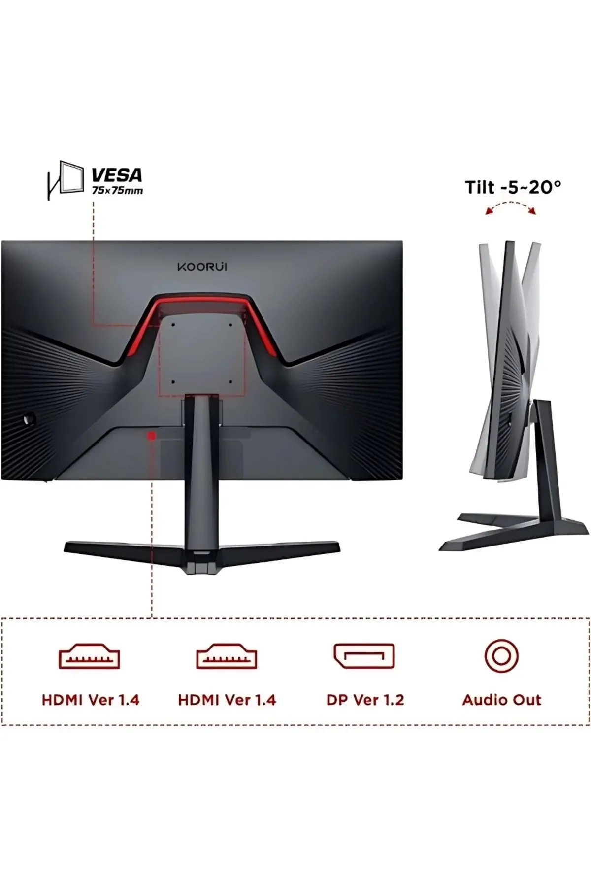 Koorui 23.8" 24e3 Ips 1ms 165hz Hdmı, Displayport Adaptivesync Vesa 1080p Gaming Siyah Monitör