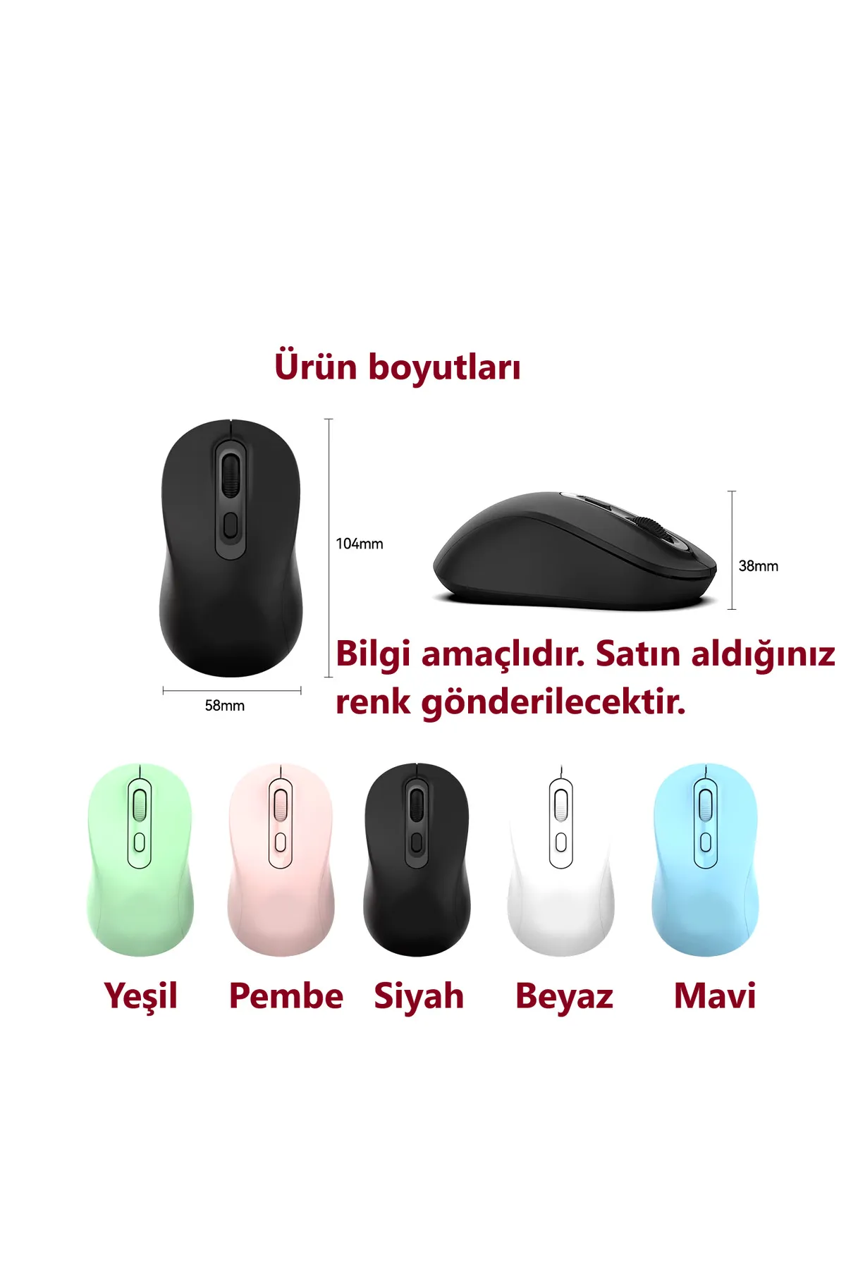 Gigi Panda 2.4 Ghz Kablosuz Bilgisayar Faresi - 4 Tuşlu Mouse (E-50) - Kablosuz Mouse Lila