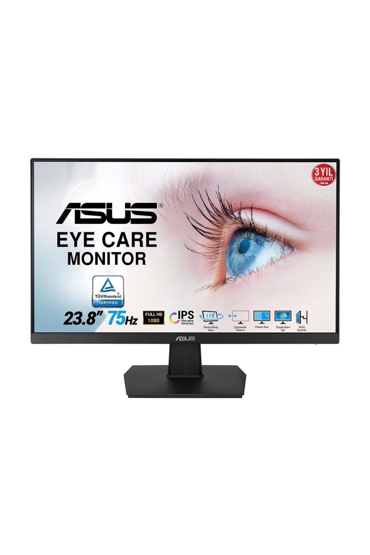 Asus 24 VA24EHE 1920x1080 75Hz D-Sub DVI-D Hdmı 1ms Vesa IPS Monitör