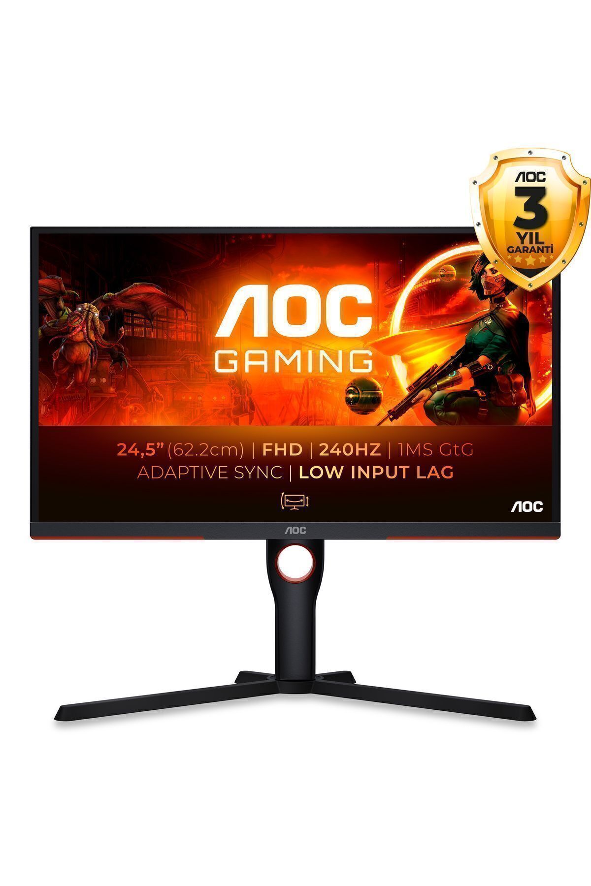 AOC 24.5" 25g3zm/bk 240hz 0.5ms Hdmı Dp Adaptivesync Fhd Va Gaming Monitör