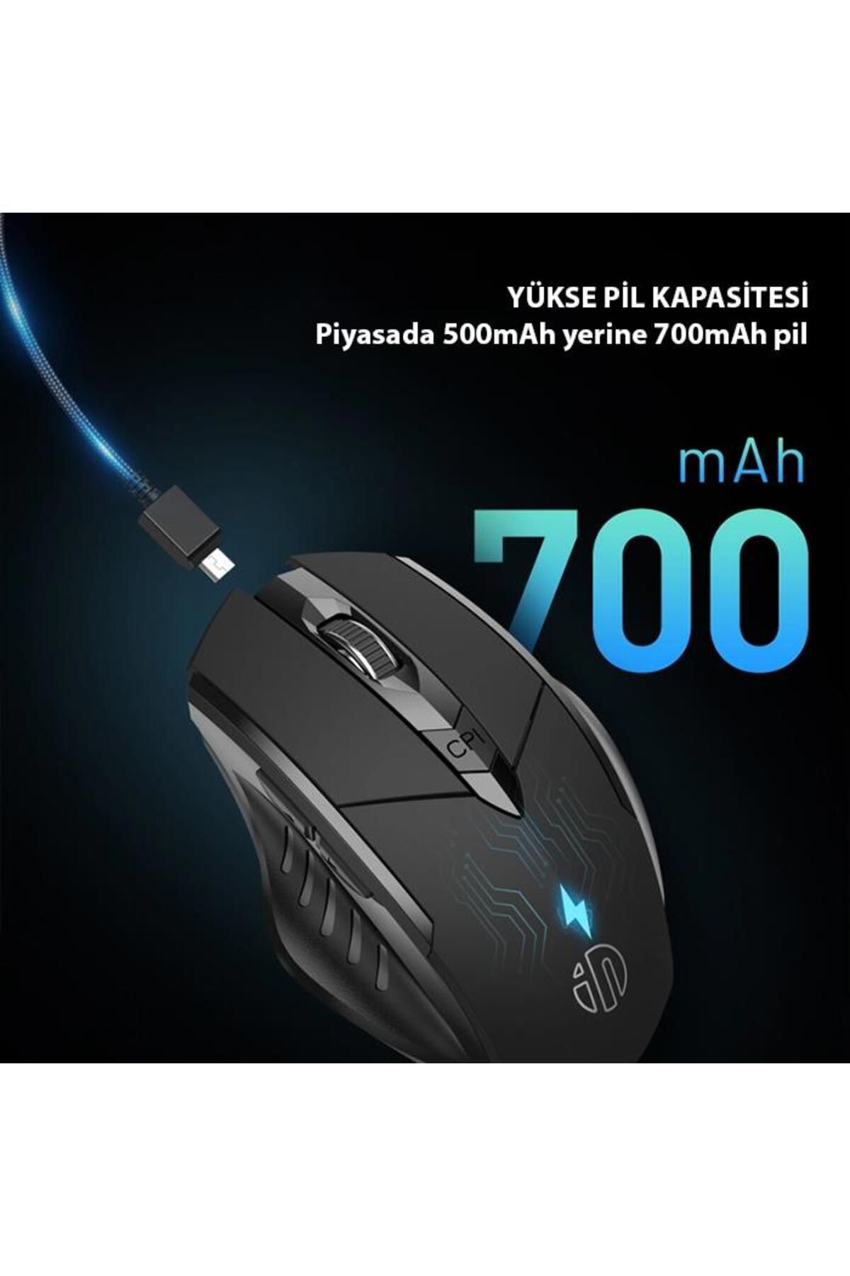 Polham 2.4g 700mah Şarj Edilebilir Süper Sessiz Gaming, Oyuncu Mouse, Ergonomik Tasarımlı Mouse