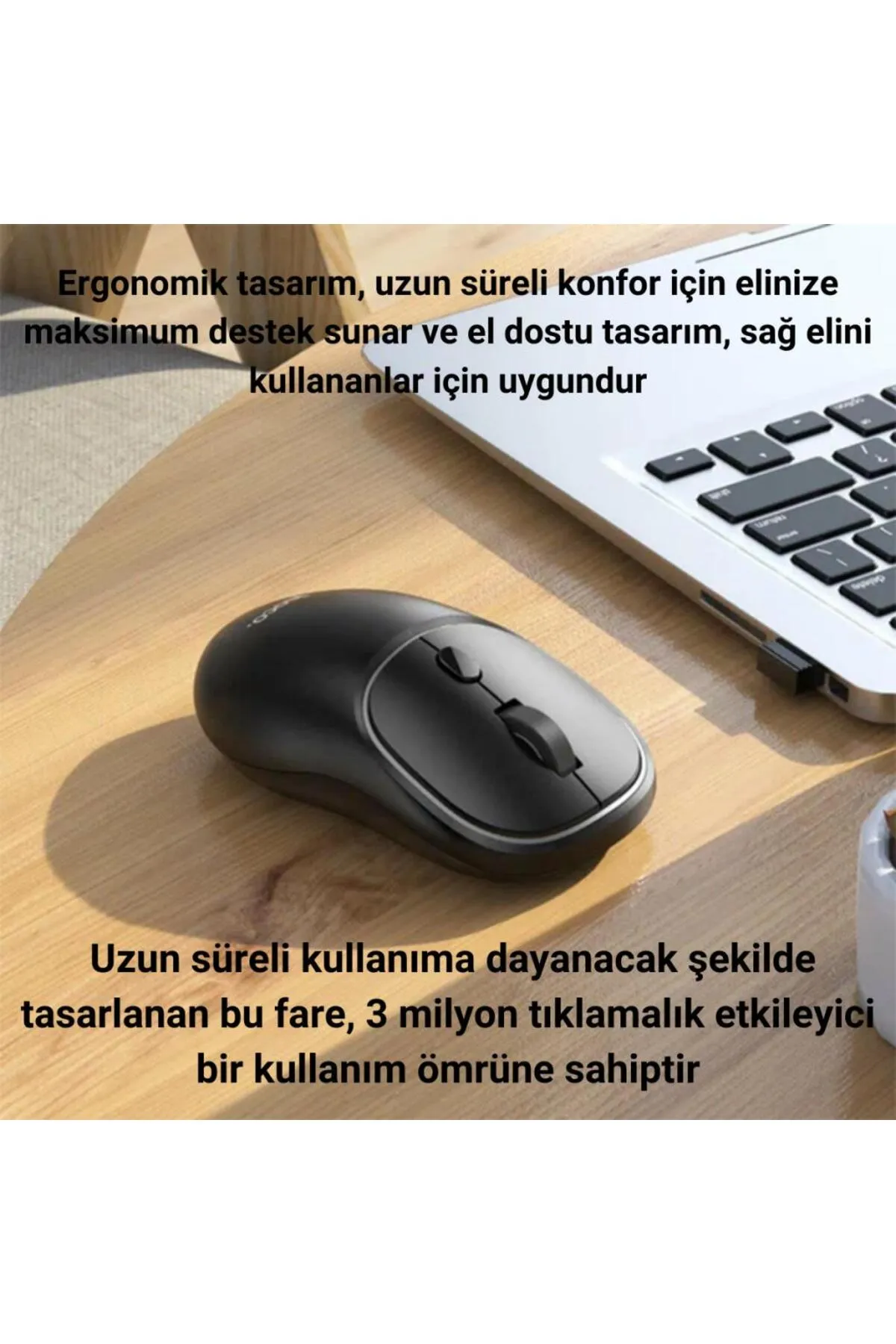 Polham 2.4G Çift Modlu Aerodinamik Sessiz Kablosuz Mouse,  Windosw, Linux, Mac Os Uyumlu Mouse