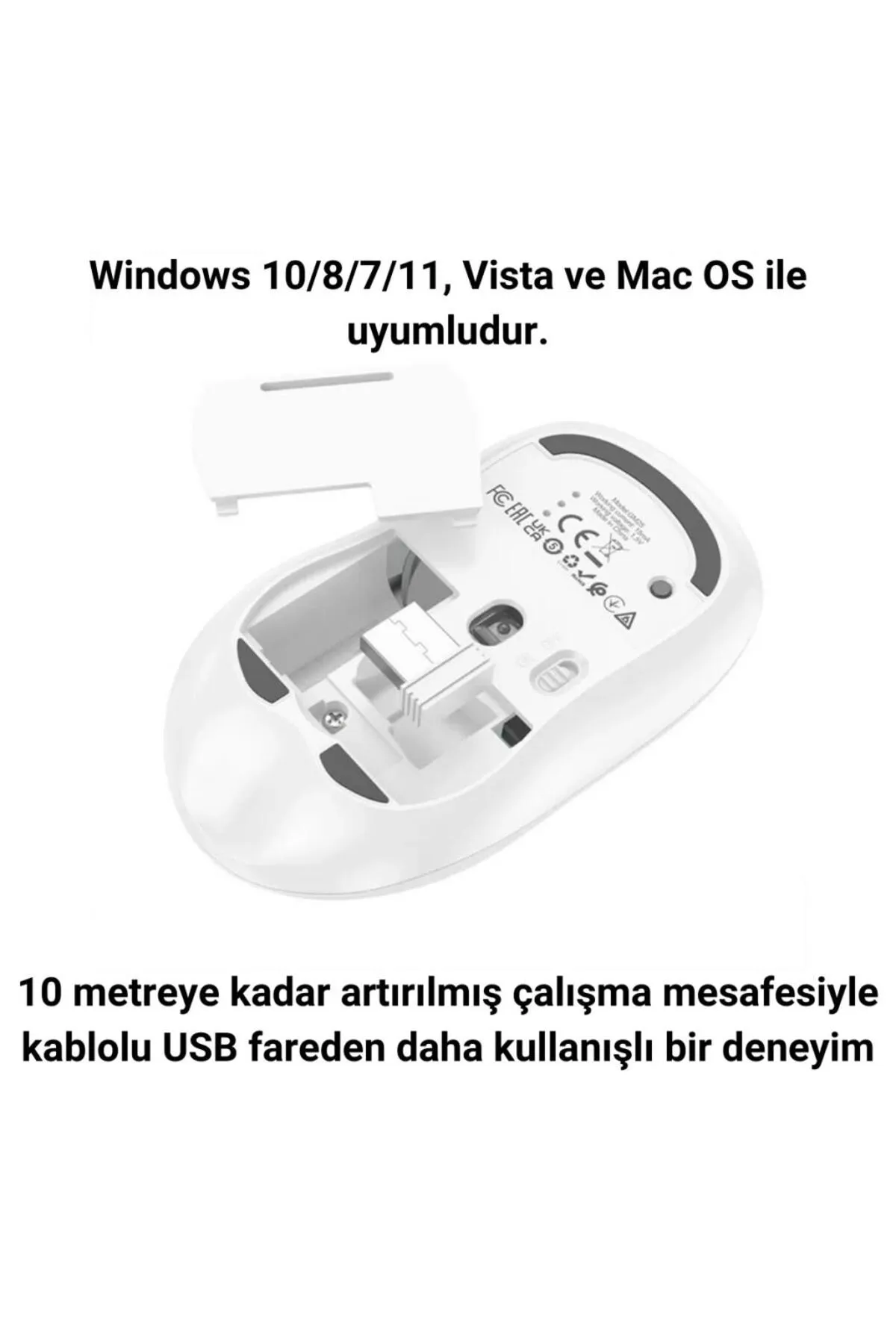 Polham 2.4G Çift Modlu Aerodinamik Sessiz Kablosuz Mouse,  Windosw, Linux, Mac Os Uyumlu Mouse