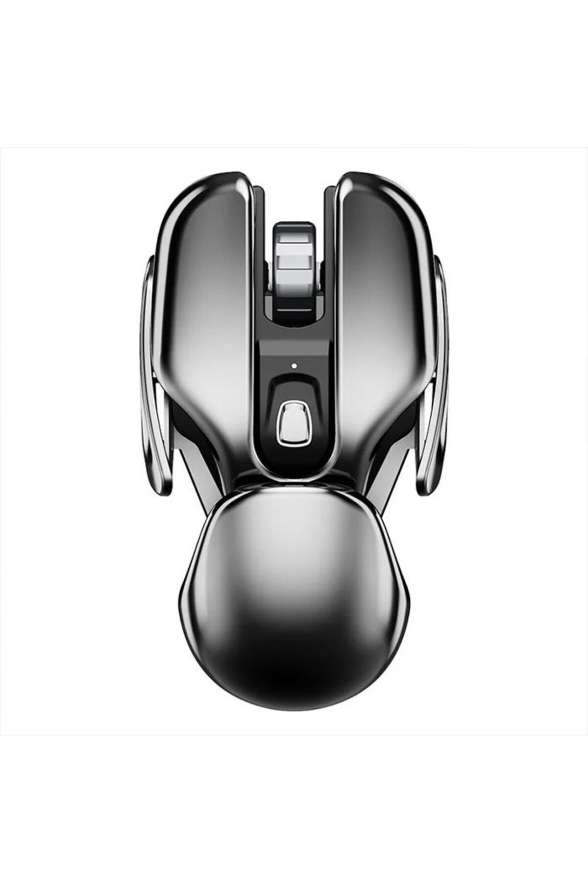 Polham 2.4g Metalik Alüminyum Şarjlı Ergonomik Süper Sessiz Kablosuz Mouse, Tarantula Tip Mouse