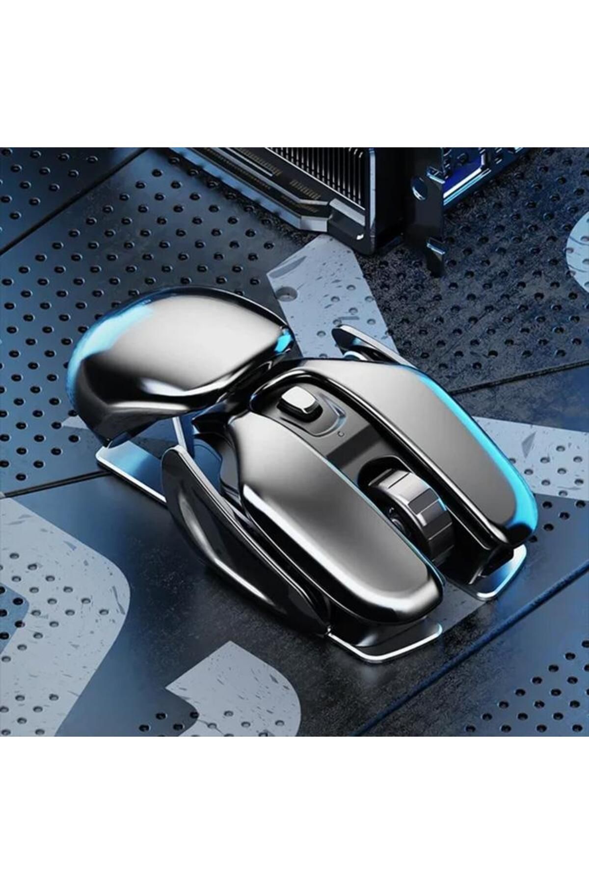 Polham 2.4g Metalik Alüminyum Şarjlı Ergonomik Süper Sessiz Kablosuz Mouse, Tarantula Tip Mouse