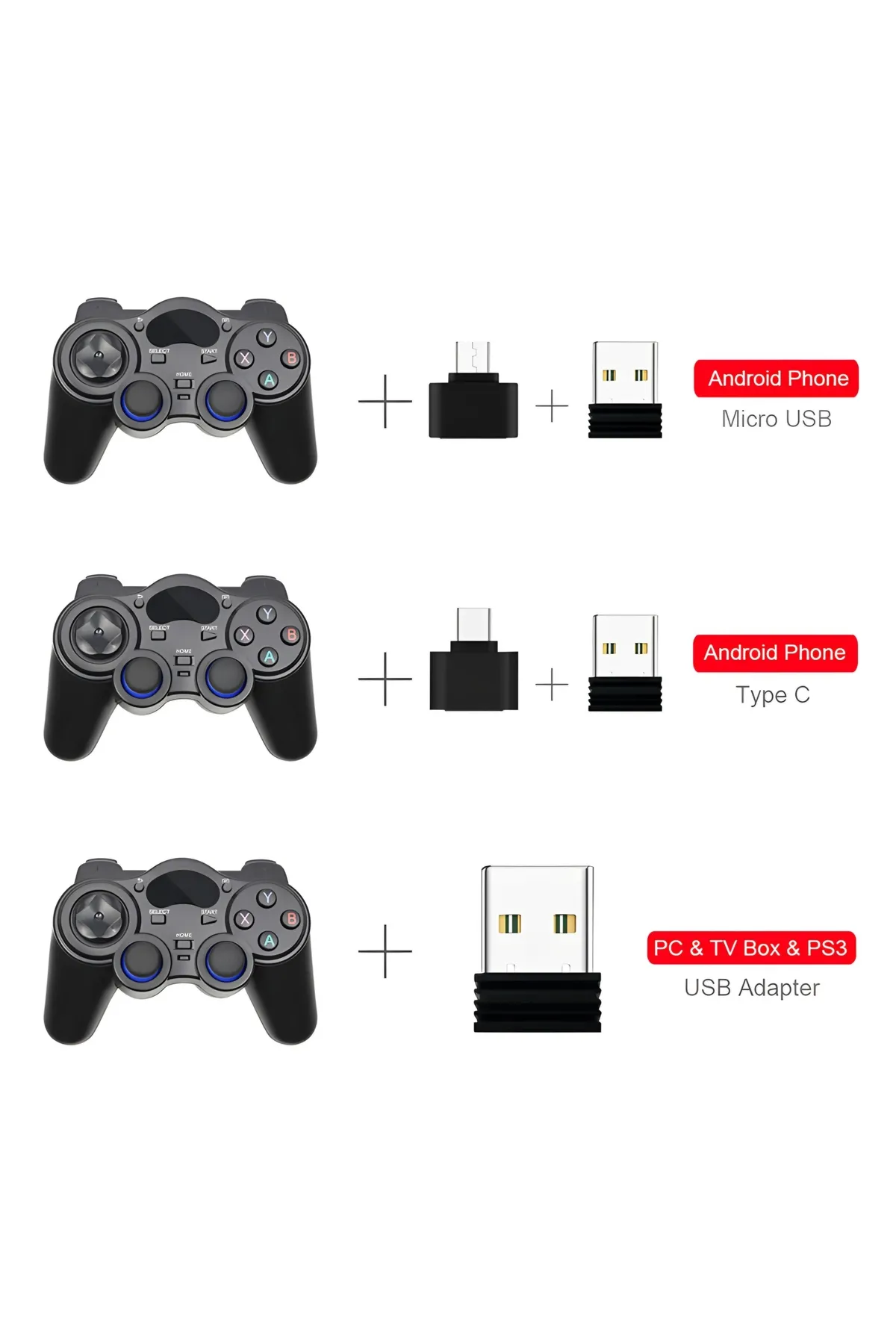 SFL Product 2.4g Wireless 2 Adet Gamepad Kablosuz Oyun Kolu Pc Ps3 Kol Tv Box Android Tv Telefon/tablet Uyumlu