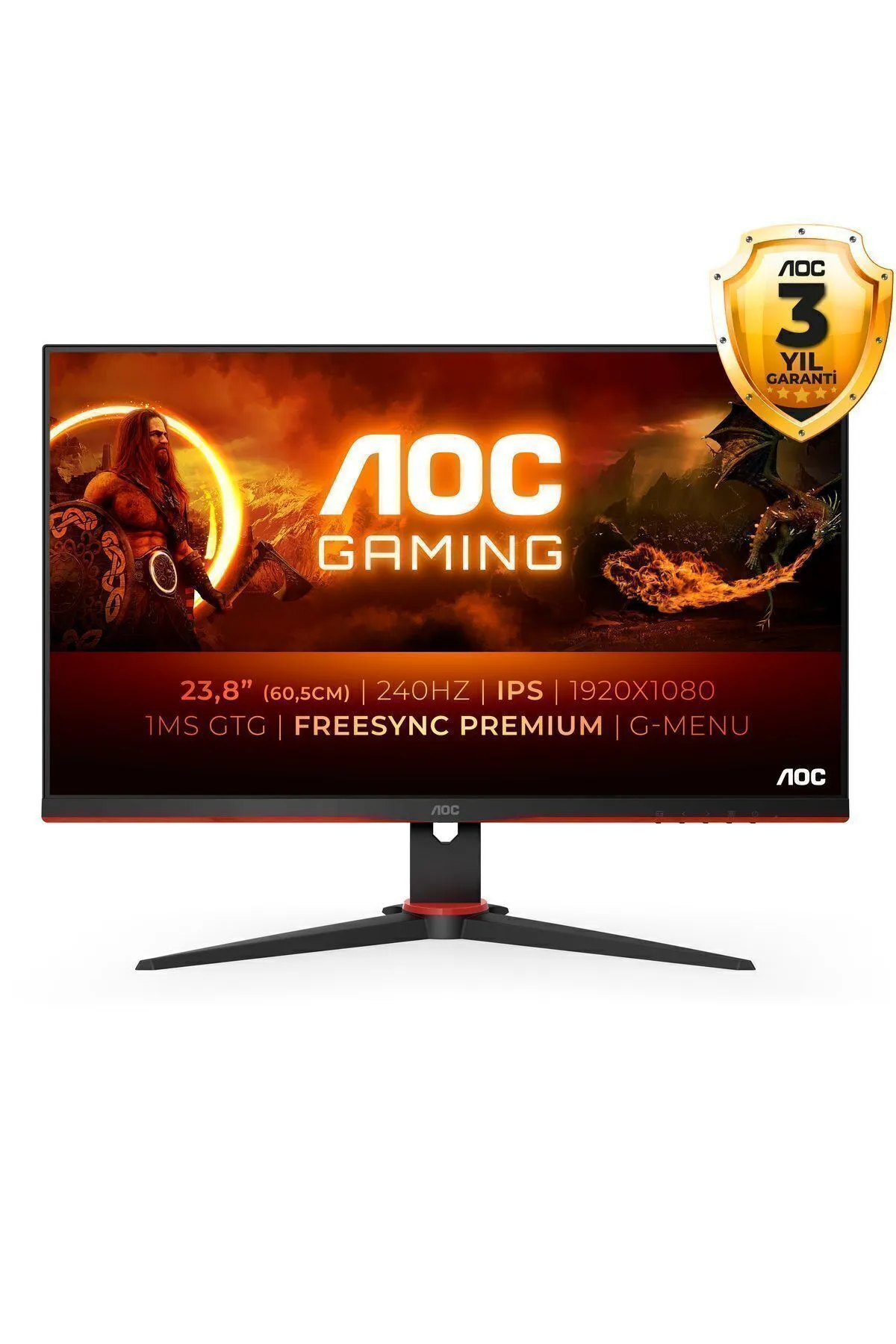 AOC 24g2ze 23.8" 240hz 0.5ms (HDMI DİSPLAY) Freesync Premium Fhd Ips Monitör