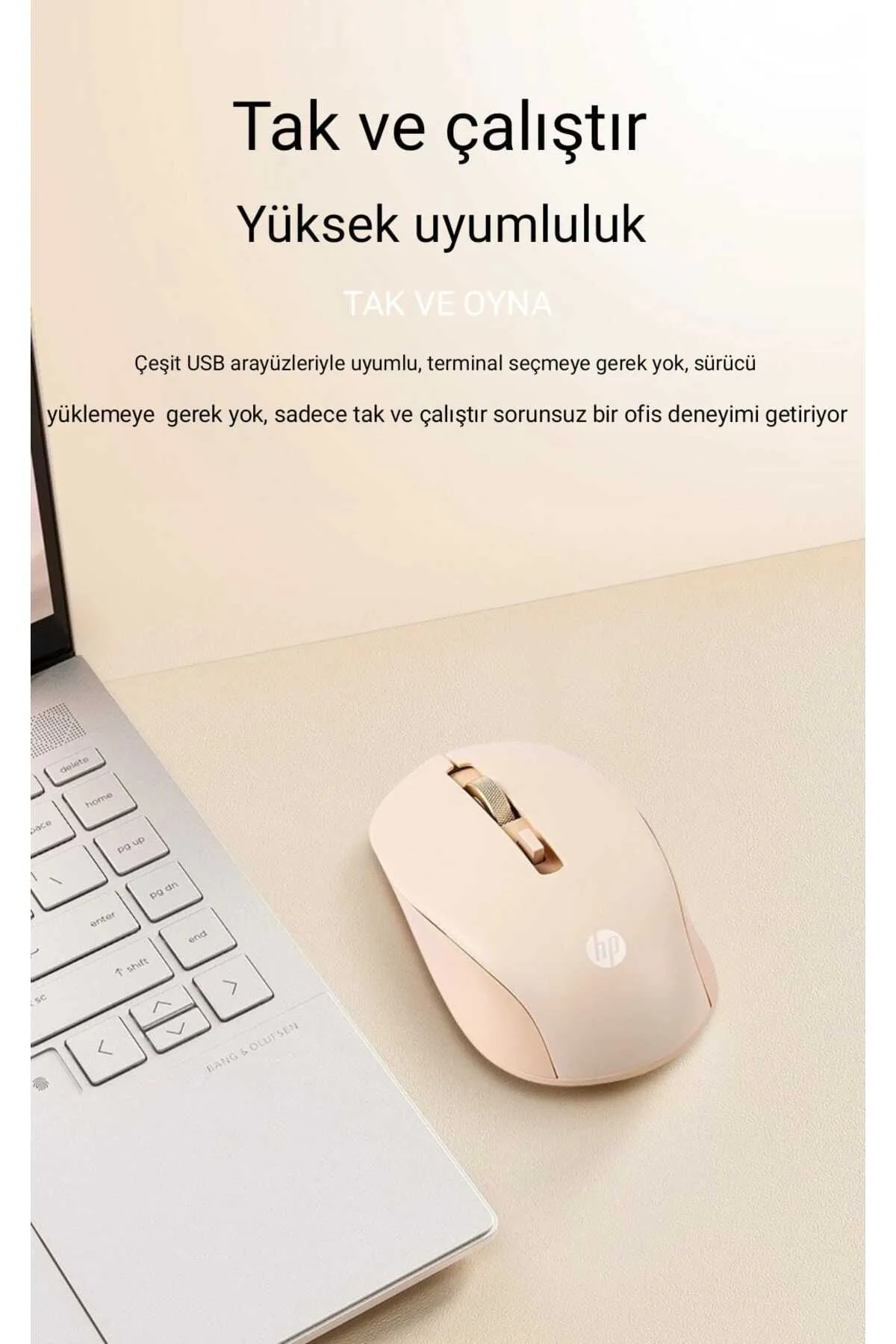 HP 2.4ghz Kablosuz Şarj Edilebilir Sessiz Mouse Rose Gold (Ramwhite Türkiye Garantili) lifeshop snns