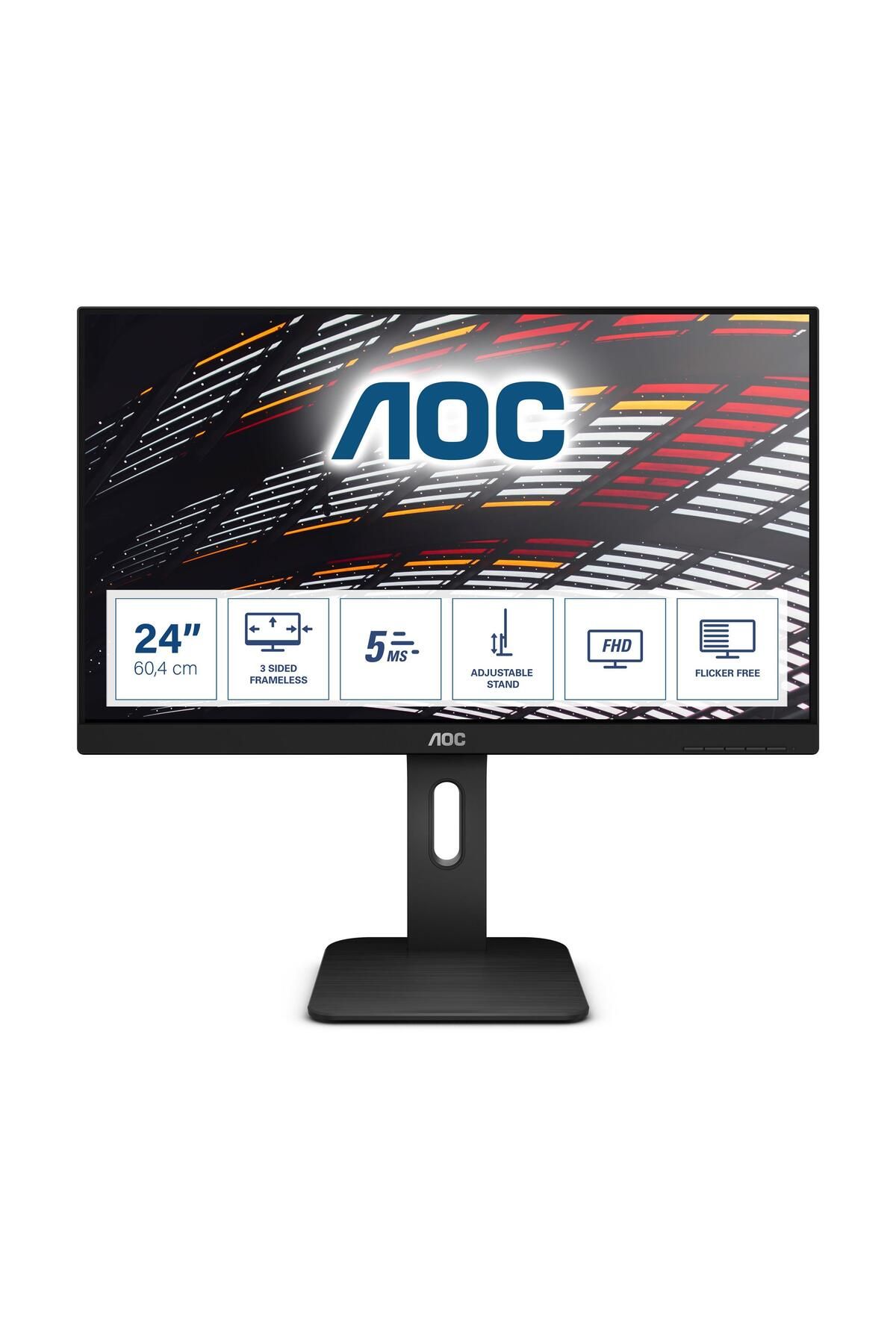 AOC 24p1 23.8" 60hz 5ms Dvı Vga Hdmı Dp Usb Fullhd Ips Pivot Vesa Monitör