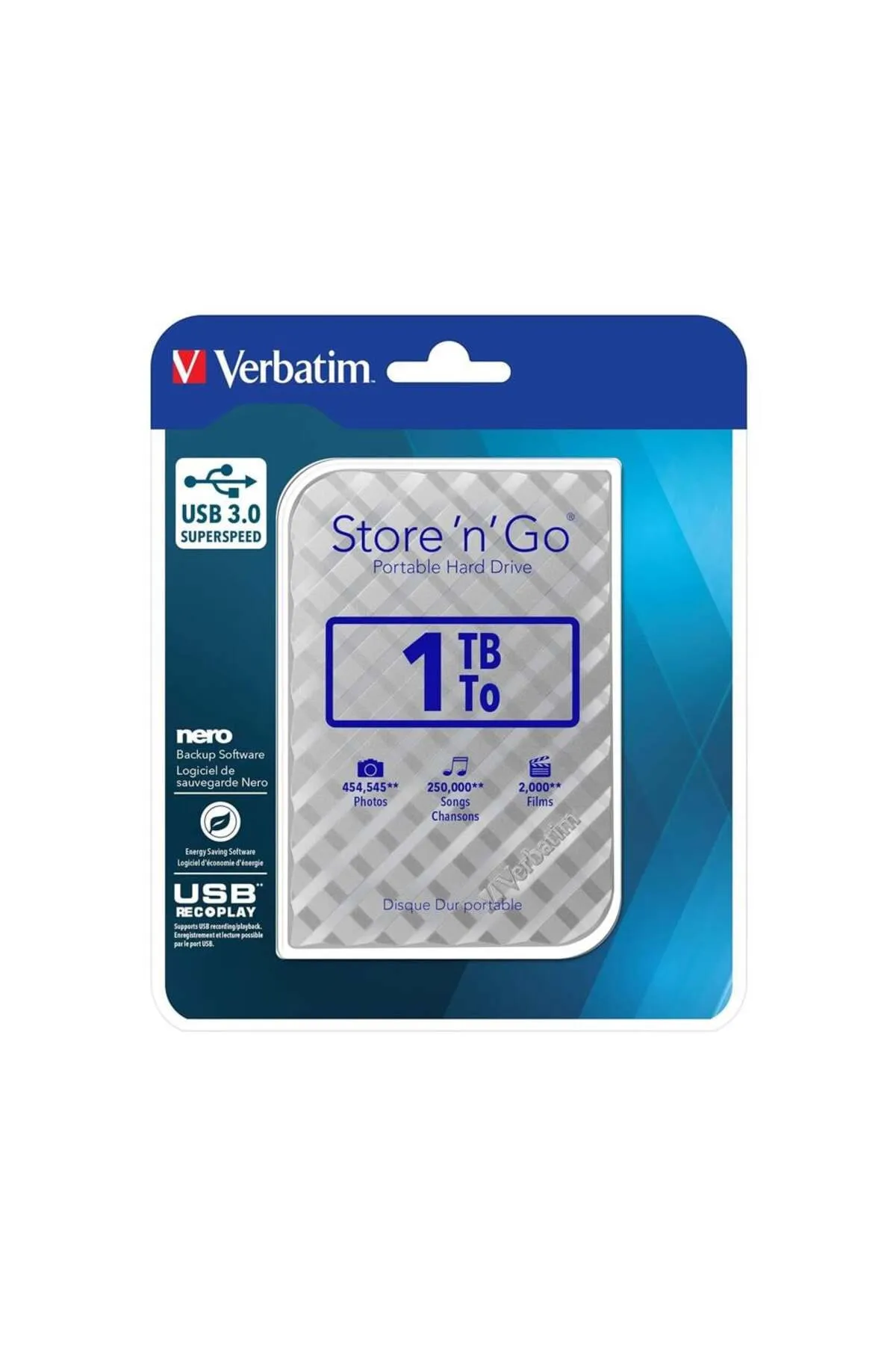 Verbatim 2,5" 1TB Store 'n' Go USB3.0/USB2.0 Silver Taşınabilir Disk