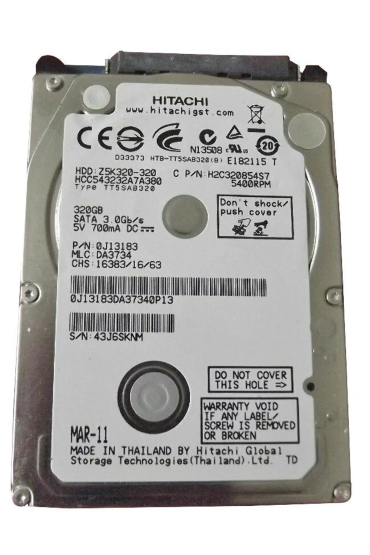 Hitachi 2.5" 320gb 5400rpm Notebook Hdd (refurbished)