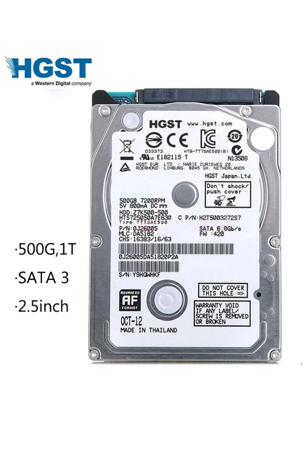 HGST 2.5" 500 Gb 5400 Rpm Sata 2 Hdd