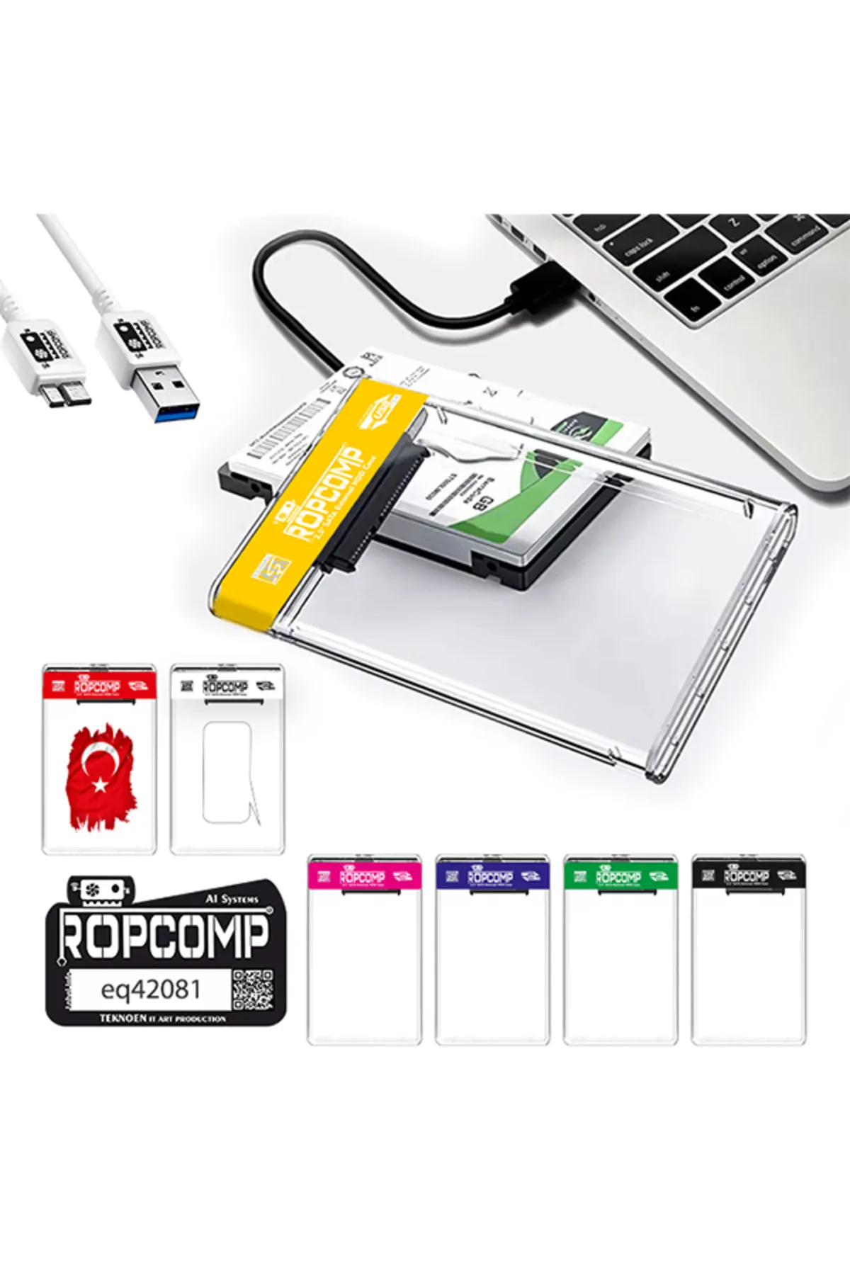 Ropcomp 2.5" USB 3.0 Sata Harici HDD Kutusu Şeffaf