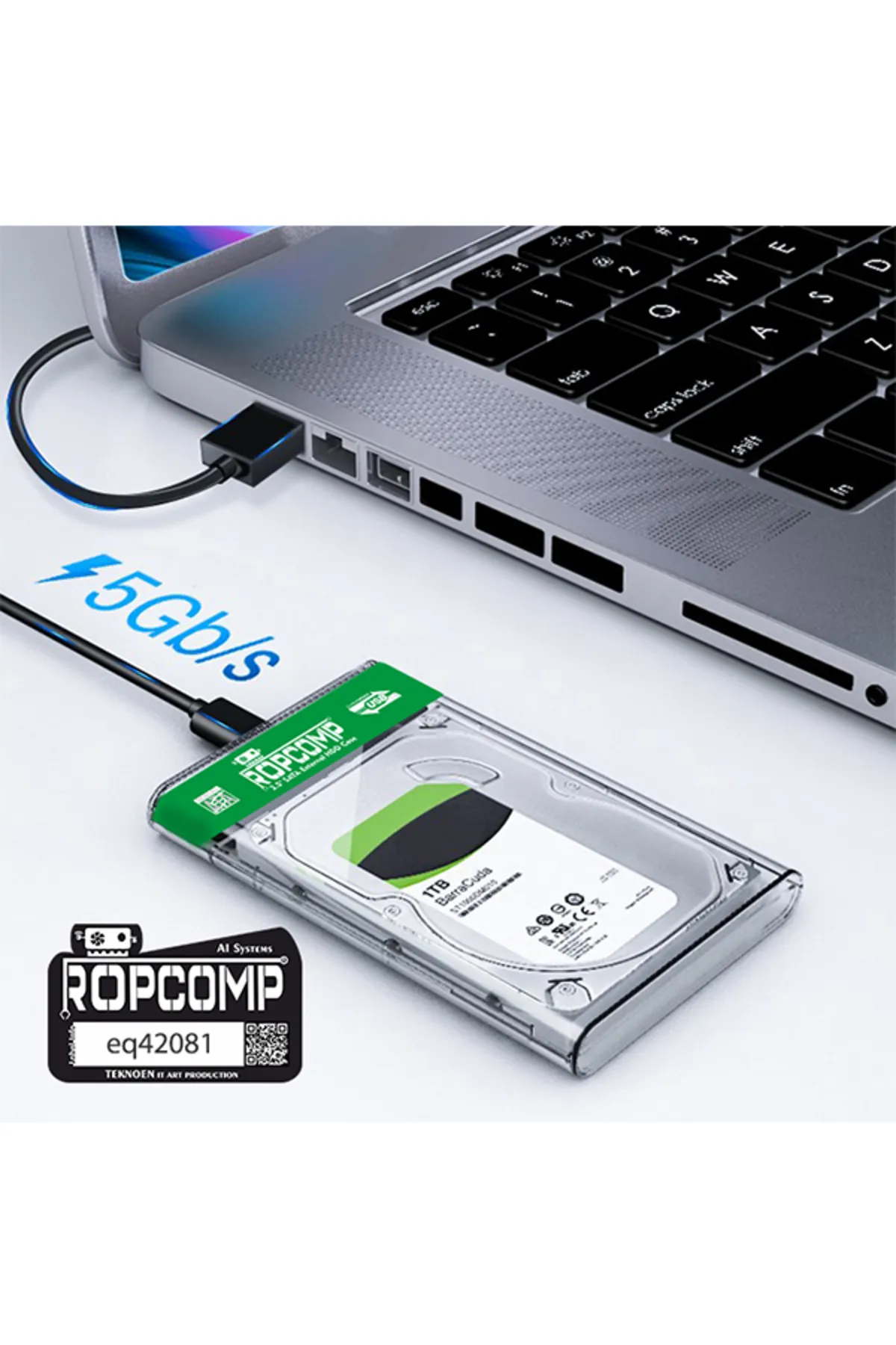 Ropcomp 2.5" USB 3.0 Sata Harici HDD Kutusu Şeffaf