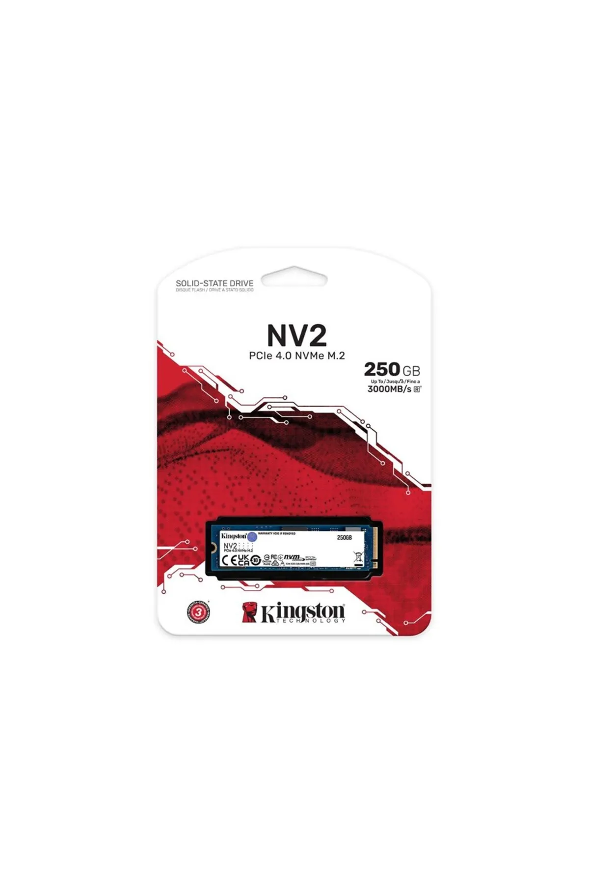 Kingston 250gb Nv2 Snv2s/250g 3000/1300mb/s M.2 Nvme Ssd