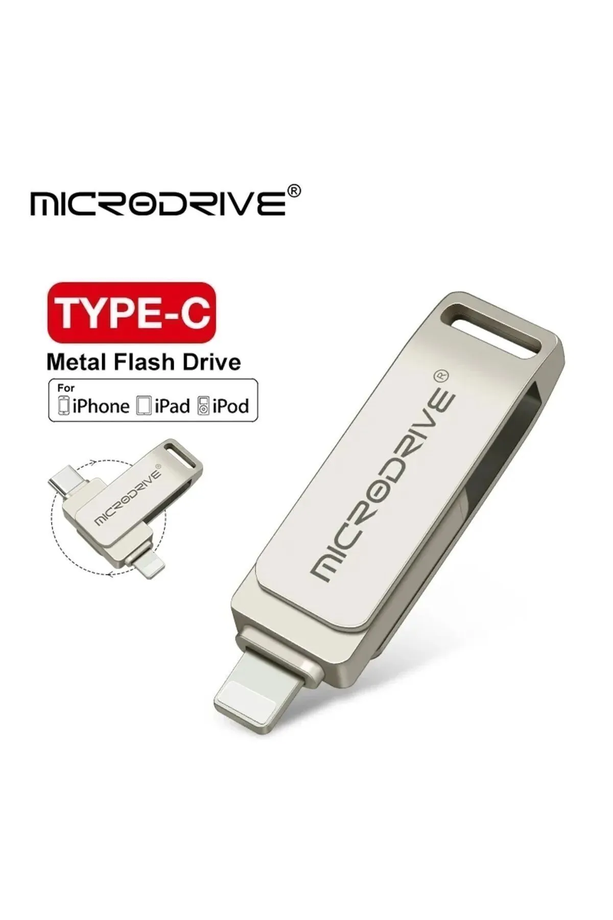 MicroDrive 256gb. Iphone Lightning Ve Type-c Flash Bellek Otg Çift Taraflı Metal Sağlam Orginal