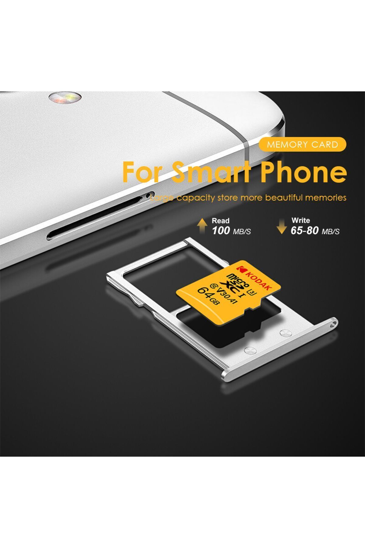 Kodak 256gb Micro Sd Hafıza Kartı Clas 10 4k Uv3 V30 A1 Hafıza Kartı