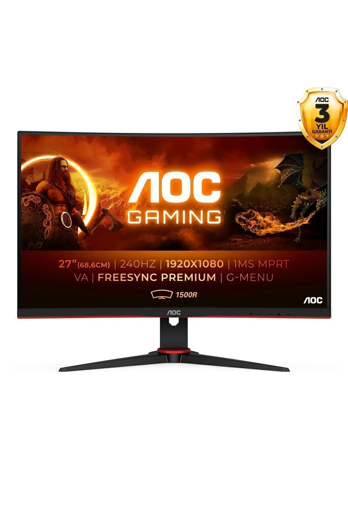 AOC 27" C27g2ze/bk 0,5ms 240hz Curved Fhd Hdmı Dp