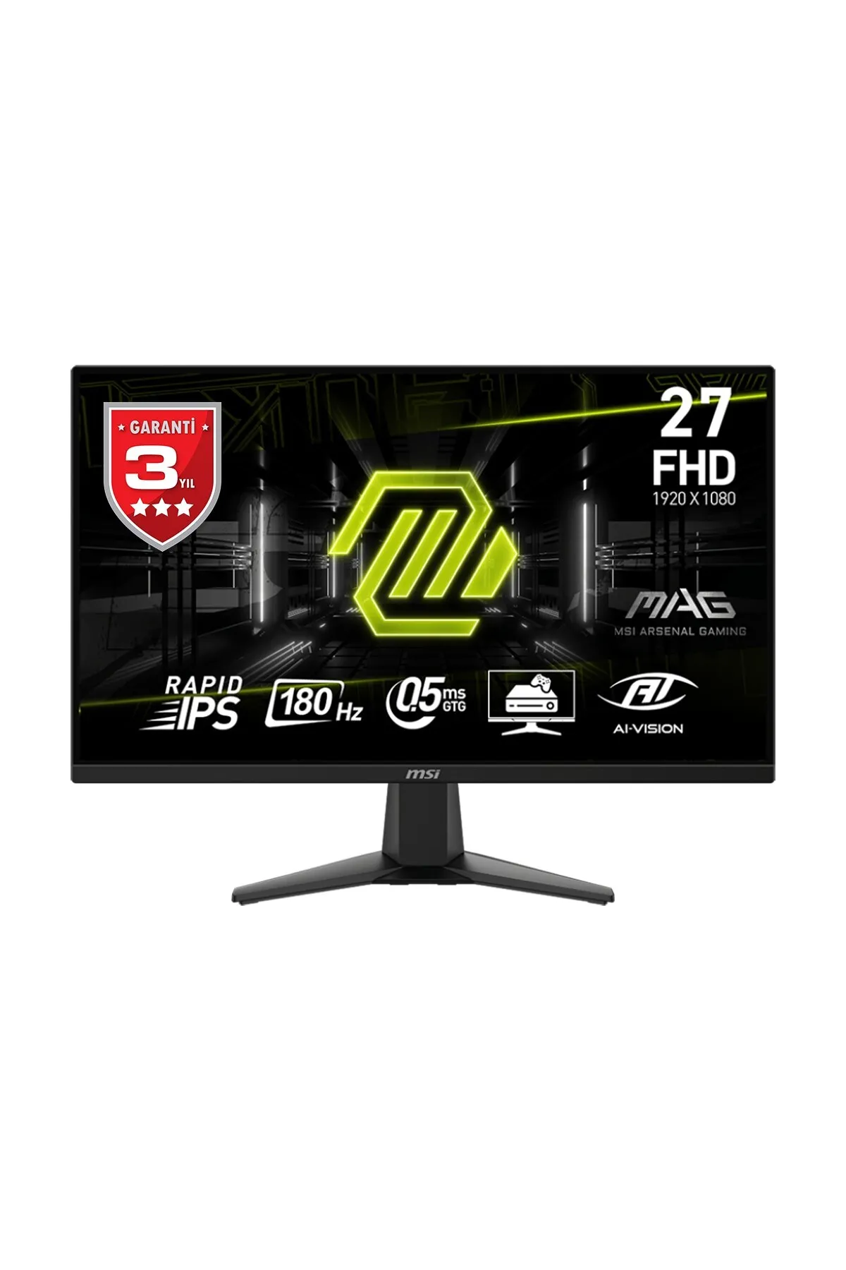 MSI 27" Mag 275f 1920x1080 (FHD) 16:9 Flat Rapıd Ips 180hz 0.5ms(GTG) Adaptıve-sync Gamıng Monıtor