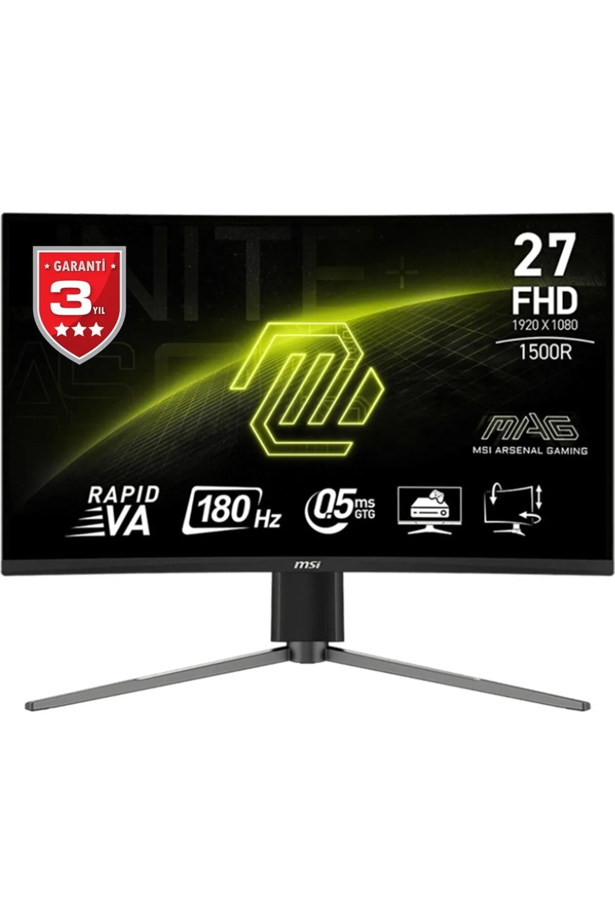 MSI 27" MAG 27C6PF 1920x1080 (FHD) 16:9 CURVE 1500R RAPID VA 180HZ 1MS ADAPTIVE-SYNC GAMING MONITOR