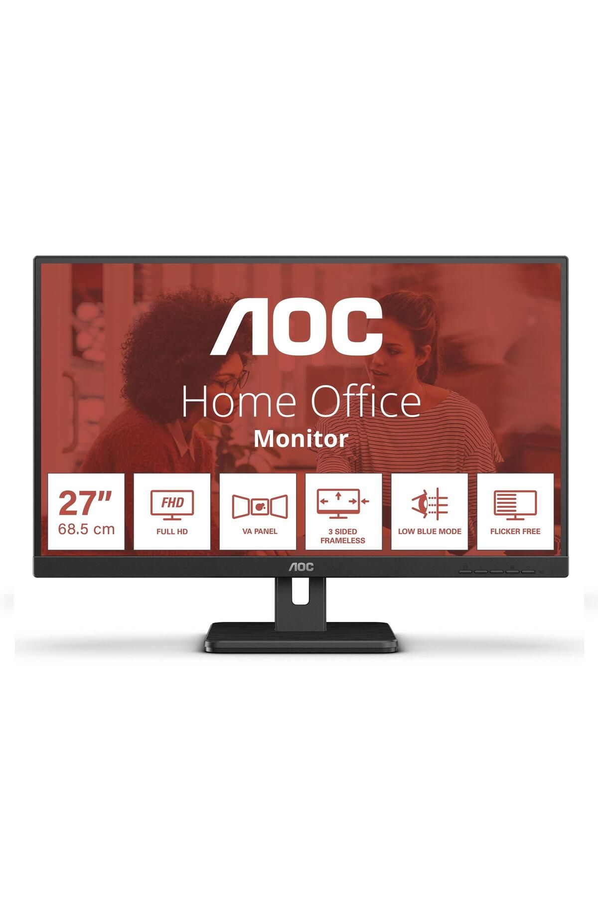 AOC 27e3um/bk 27" 75hz 4ms Vga Hdmı Dp Usb Fullhd Adaptive-sync Va Vesa Monitör