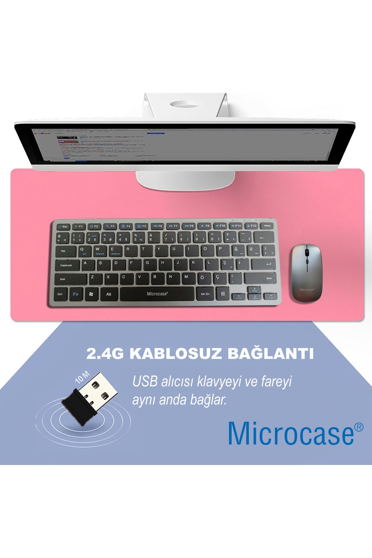 Microcase 2in1 Kablosuz ve Bluetooth Türkçe Klavye Mouse Set Şarjlı - AL4285