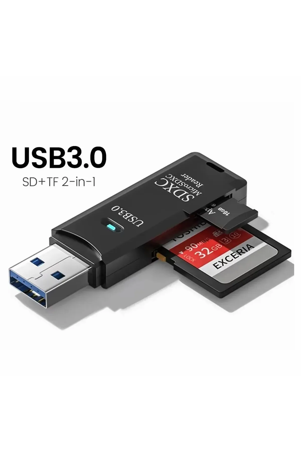 Techmi 2in1 USB 3.0 Micro SD Hafıza Kartı - TF Kart Okuyucu HUB Adaptör Veri Aktarıcı