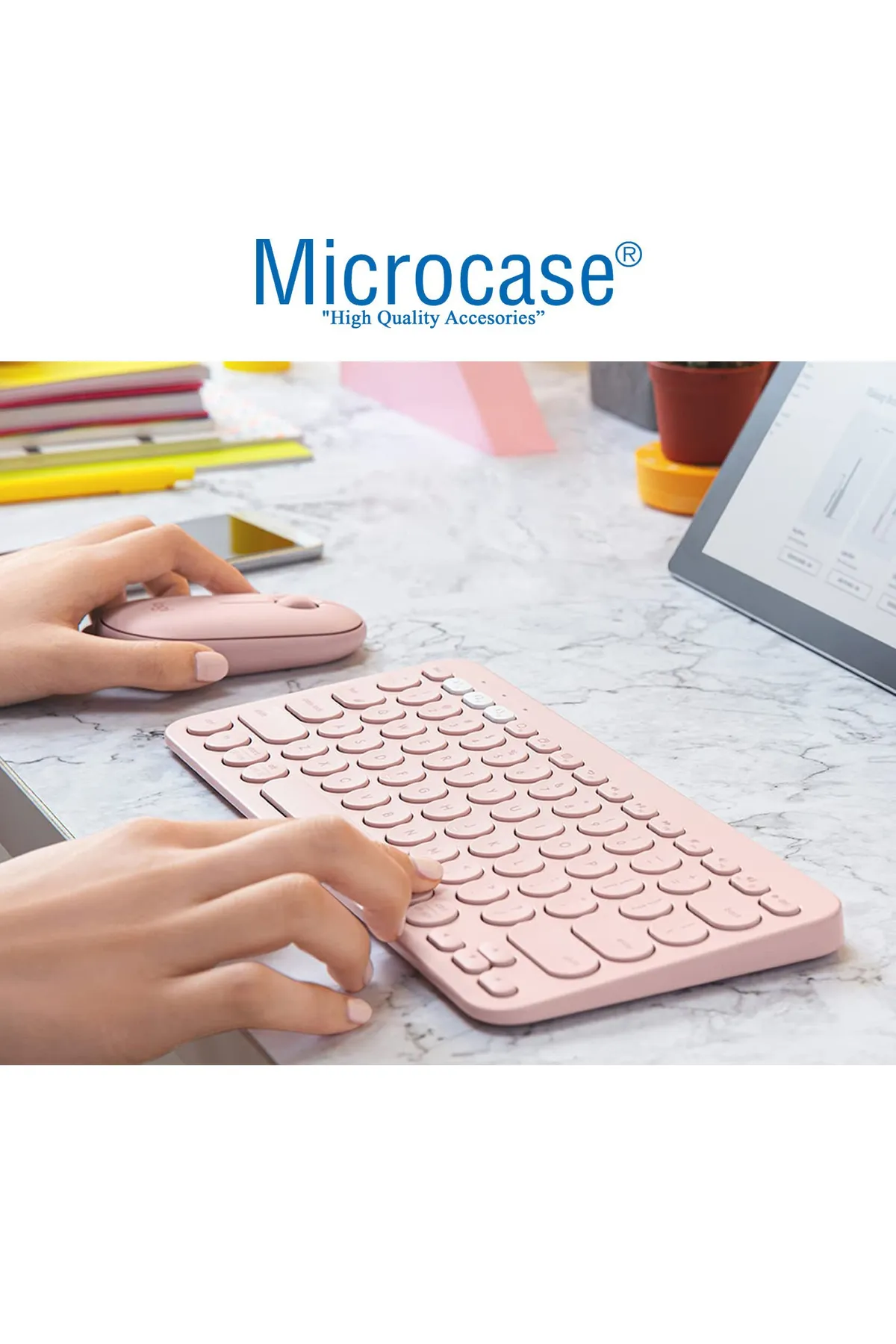 Microcase 2in1 Yuvarlak Tuşlu Bluetooth Kablosuz Klavye 800-1200-1600 DPI Bluetooth Kablosuz Mouse AL4812