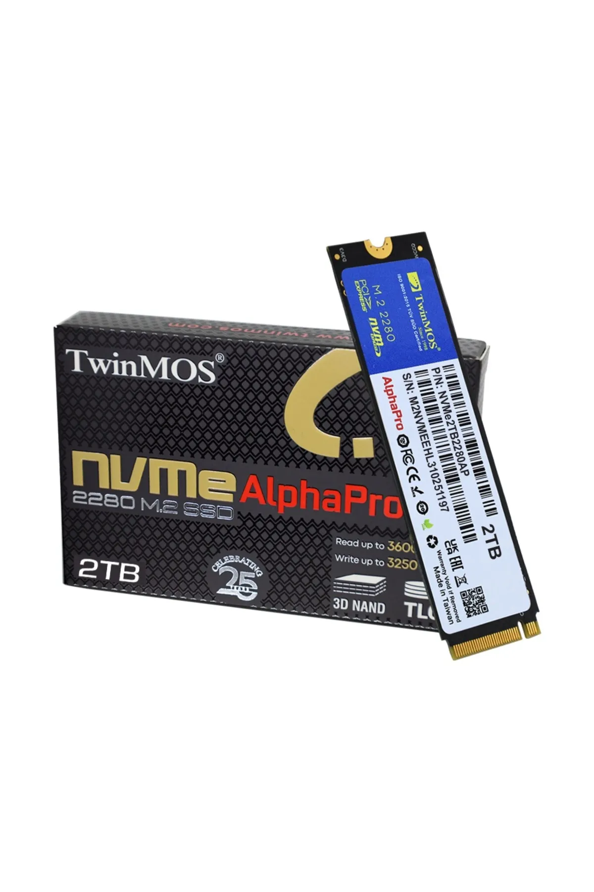 TwinMOS 2TB 3600/3250Mb/s M2 PCIE GEN3 NVME SSD NVMe2TB2280AP 3D-NAND