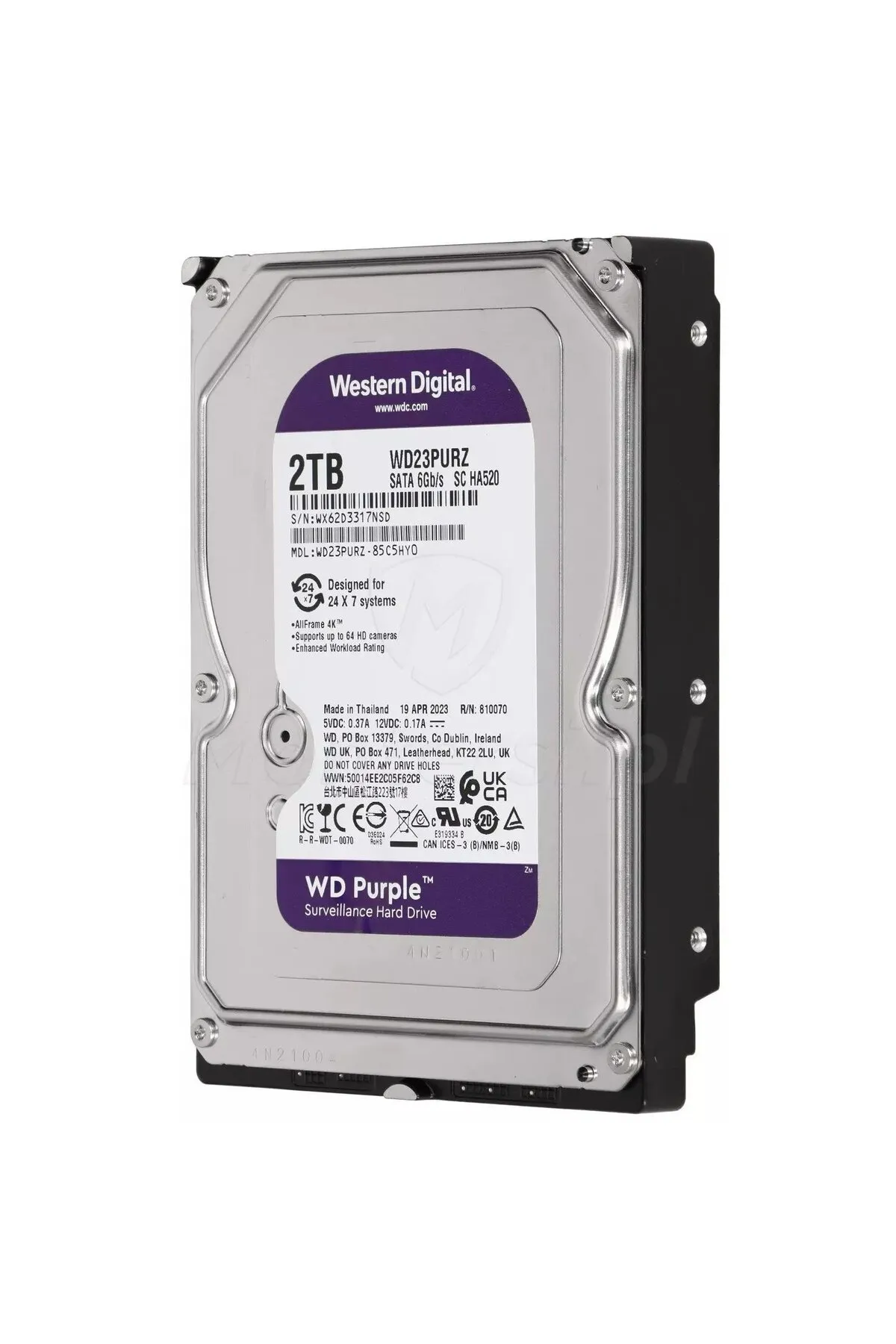 WD 2tb Purple 3.5" 64mb Sata3 7/24 (WD22PURZ)