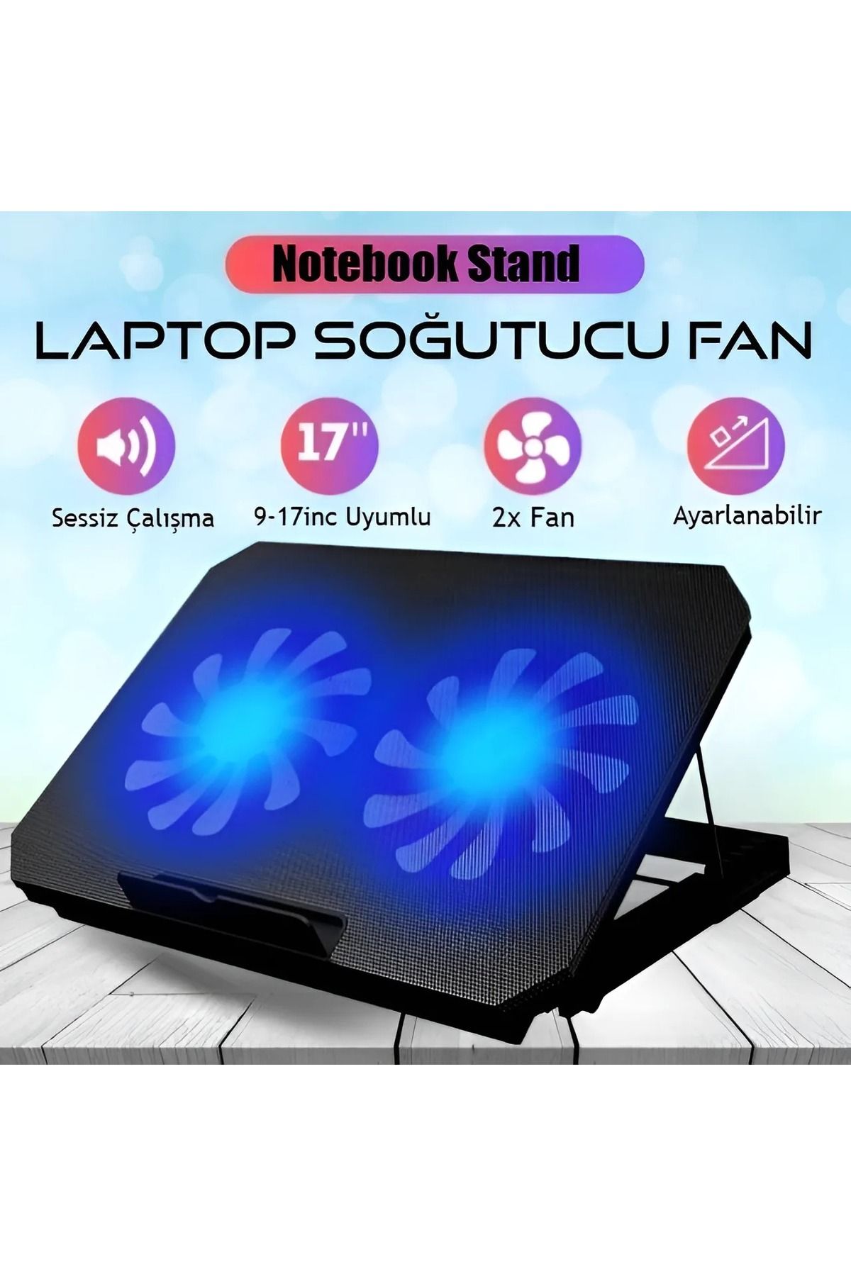 nextbuy 2x Fanlı Notebook Soğutucu Standı Ayarlanabilir Dizüstü Bilgisayar Laptop Tutucu Soğutma Fanı