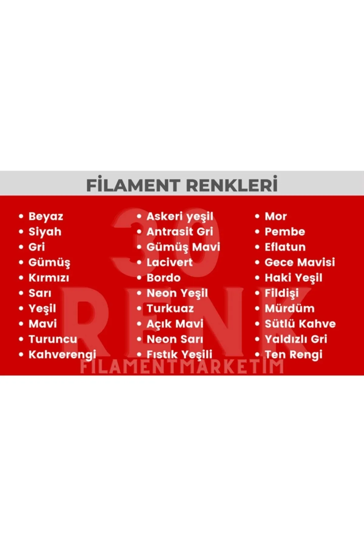 Filamentmarketim 30 Renk 10 Metre 3d Kalem Pla Filament-300 Metre-3d Pen Filamenti