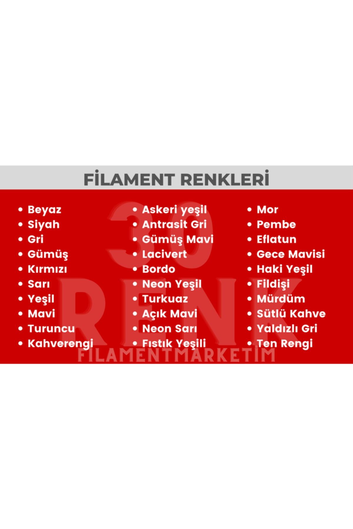 Filamentmarketim 30 Renk 2 Metre 3d Kalem Pla Filament-60 Metre-3d Pen Filamenti 30*2mt