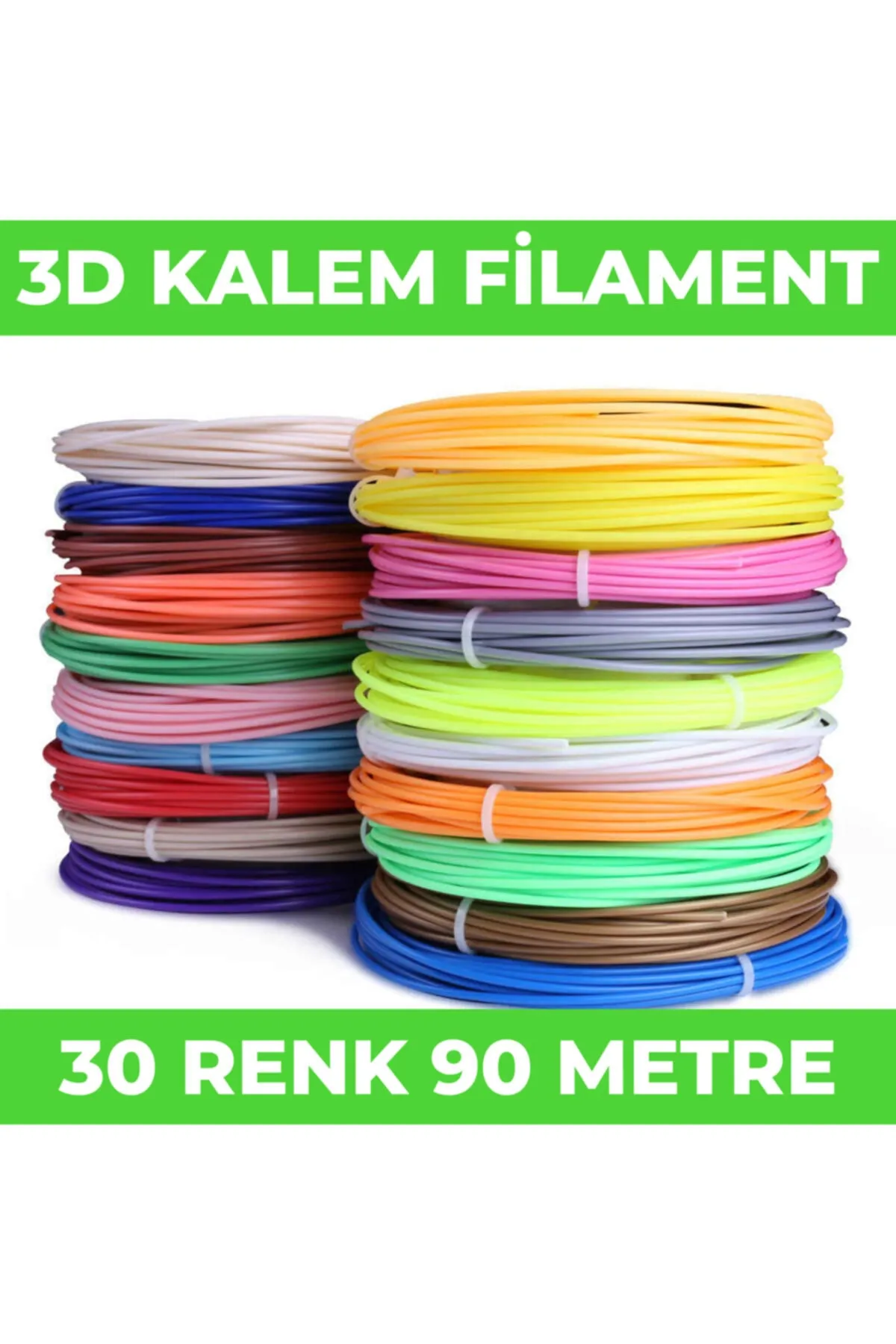 Filamentmarketim 30 Renk 3 Metre 3d Kalem Pla Filament-90 Metre-3d Pen Filamenti 30*3mt