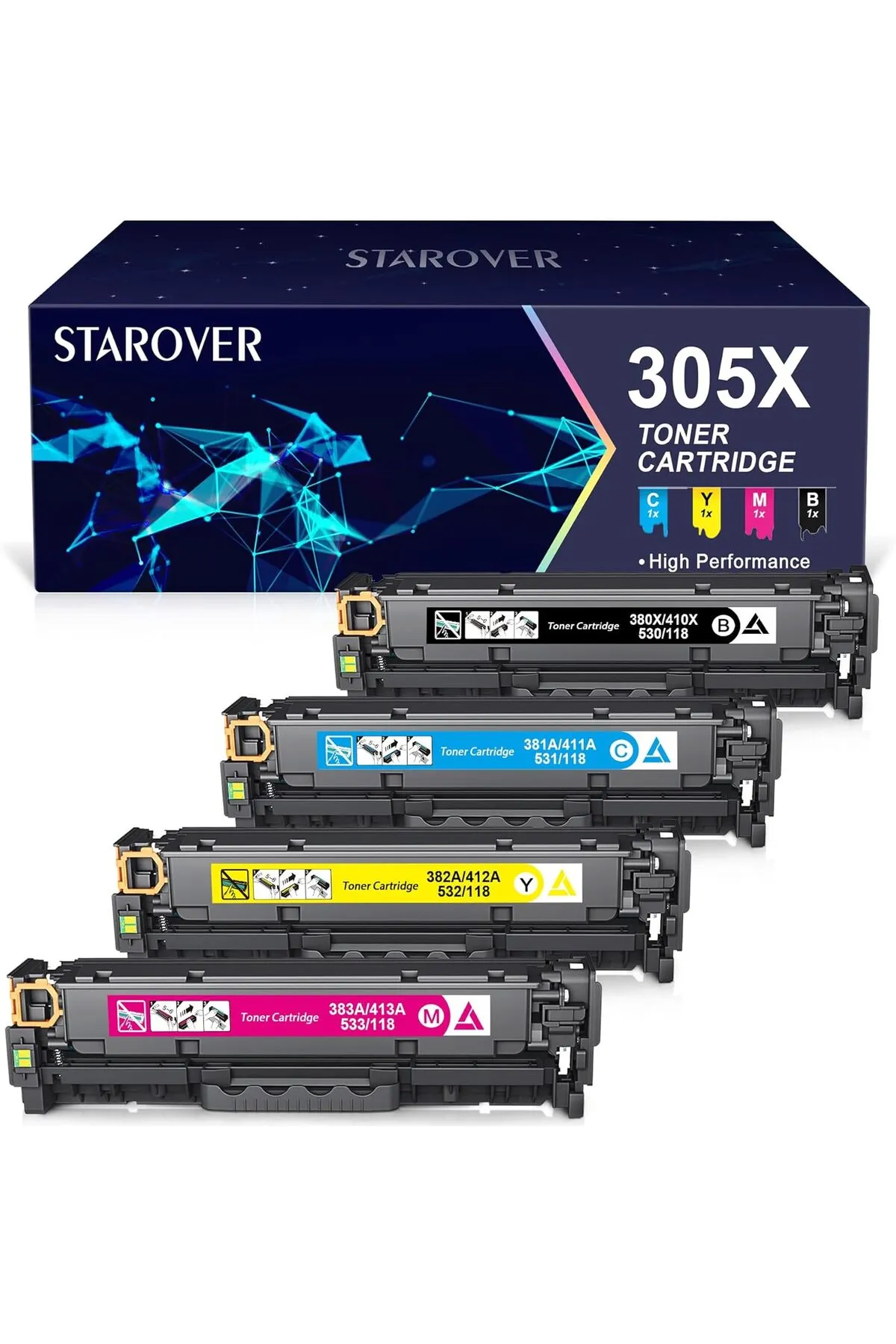 HP 305A CE411A CE412A CE413A  Pro 400 color M451dn M451nw M451dw MFP M475dw M475dn M375nw M351a SET