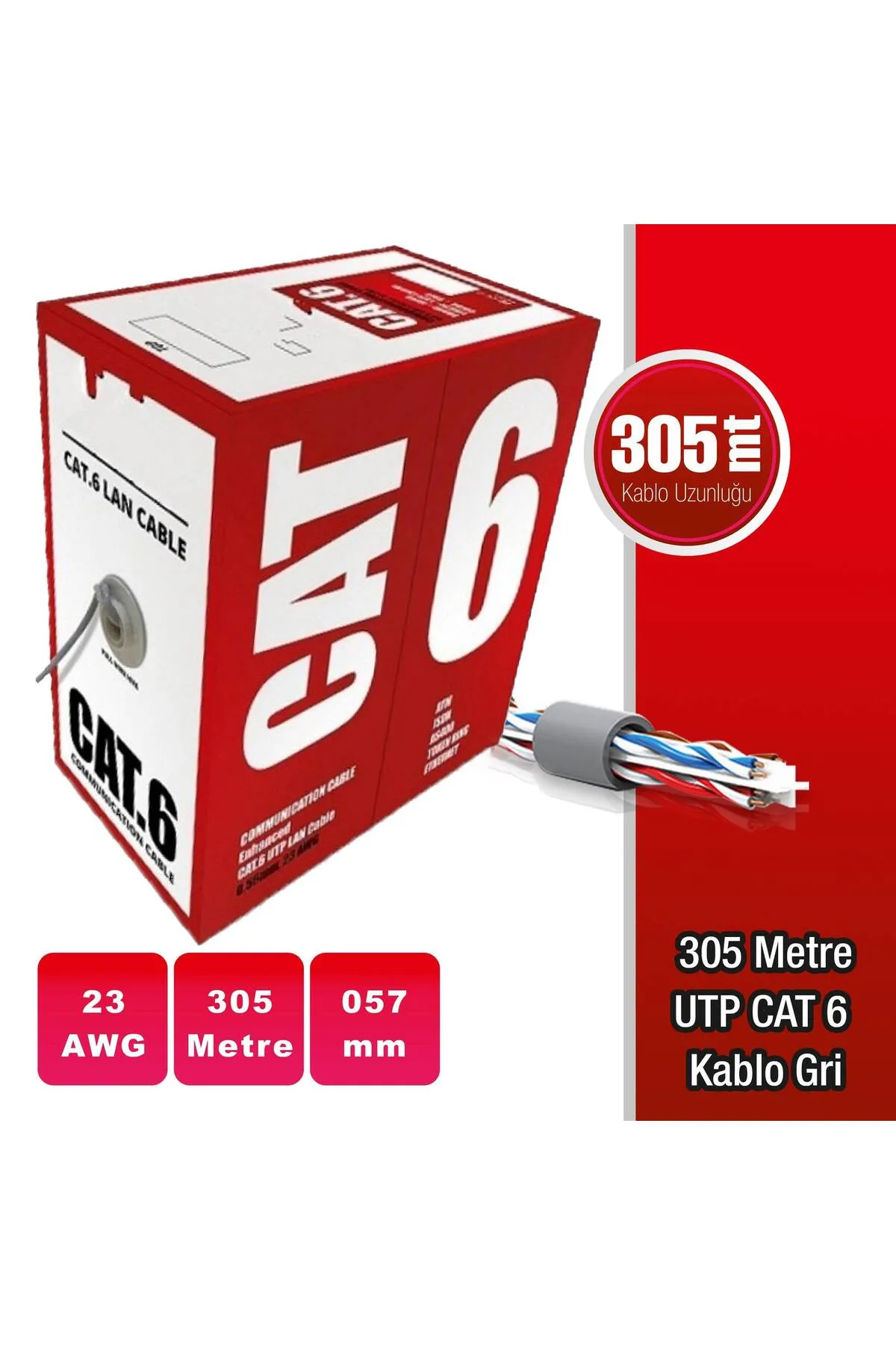 Concord 305mt Metre Cat6 23awg Kablo Ethernet I?nternet Network Ağ Ip Kamera Kablo