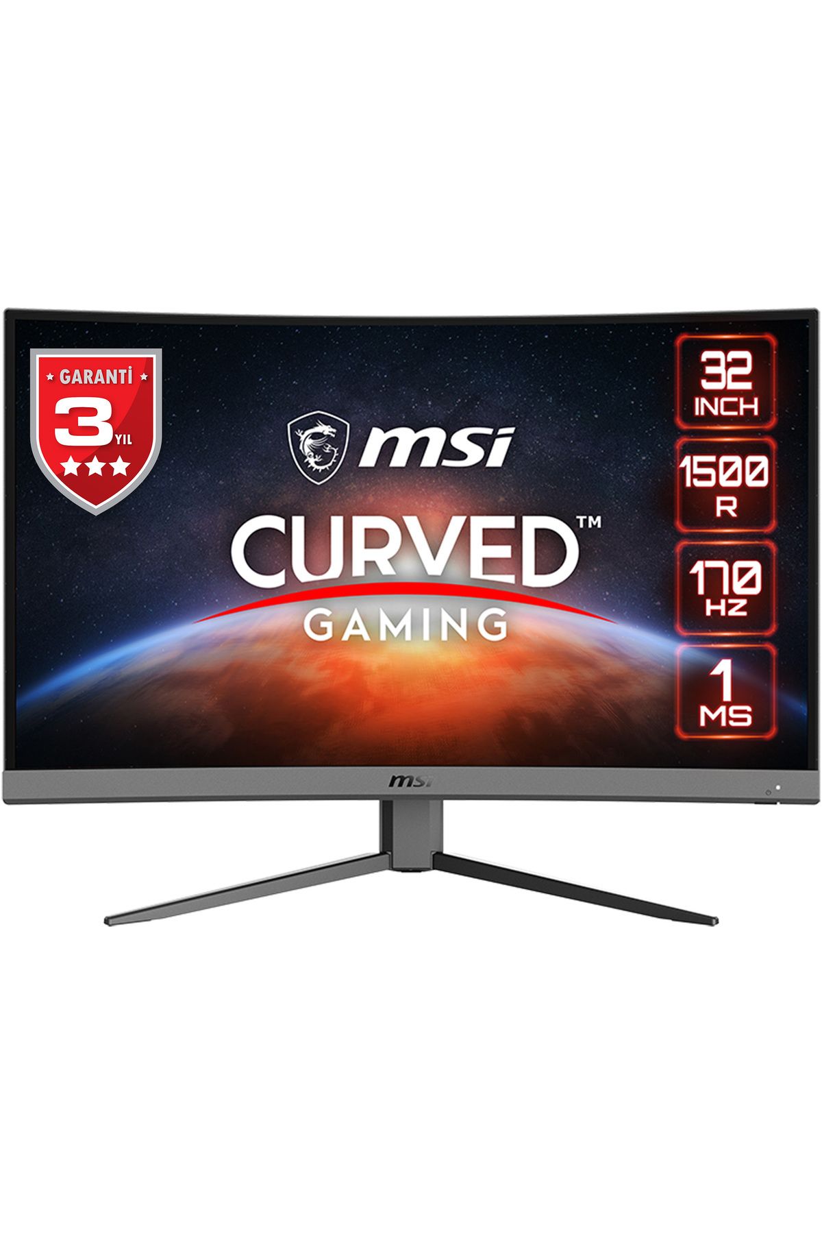 MSI 31.5 G32C4 E2 1920x1080 (FHD) 16:9 CURVE 1500R VA 170HZ 1MS FREESYNC PREMIUM GAMING MONITOR