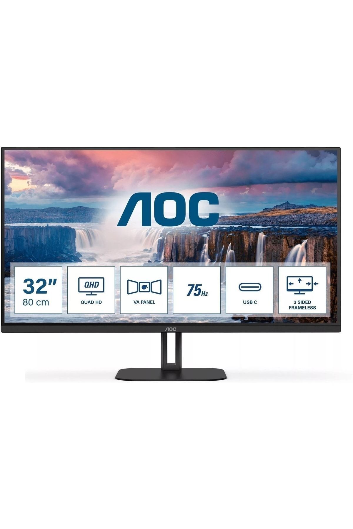 AOC 31.5" Va Q32v5ce/bk 1ms 75hz Hdm-dp Usb-c Iş Monitörü 2560x1440