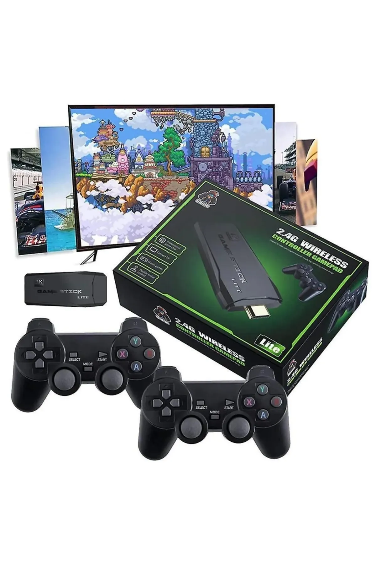 BGGTech 32 GB Hafızalı Kablosuz 2 Joystickli 2.4G Game Stick TV Gamepad Gaming Ateri