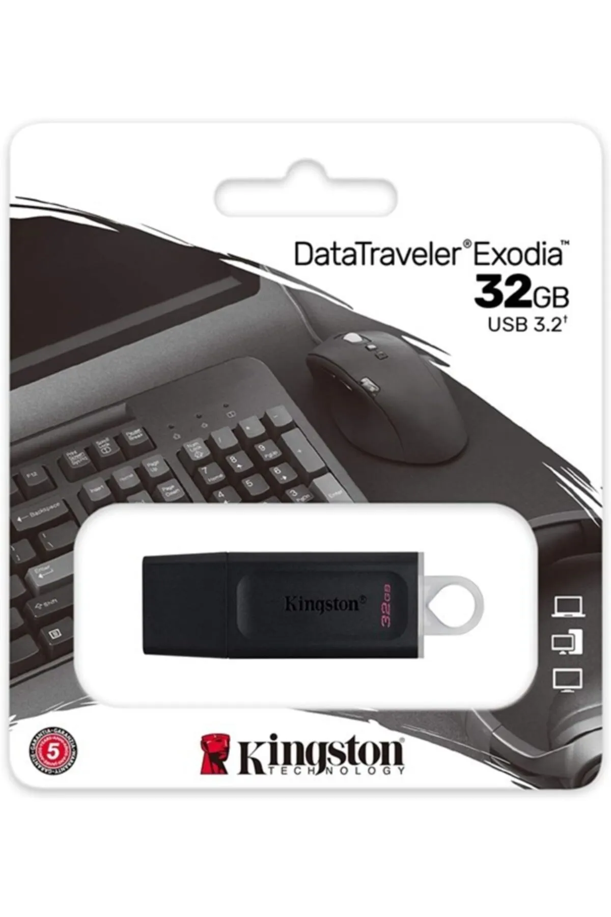 Kingston 32 GB USB 3.2 Gen 1 DataTraveler Exodia Siyah Beyaz 32 GB Flash Bellek