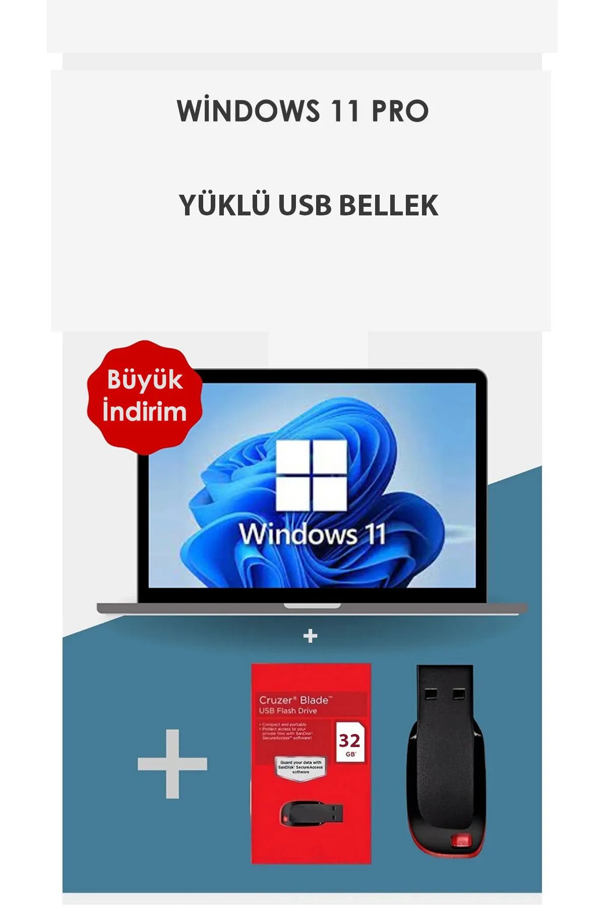 Sandisk 32 GB Windows 11 Pro Freedos Format Için Windows 11 Kurulum Usb'si Sandisk 32 GB USB Bellek