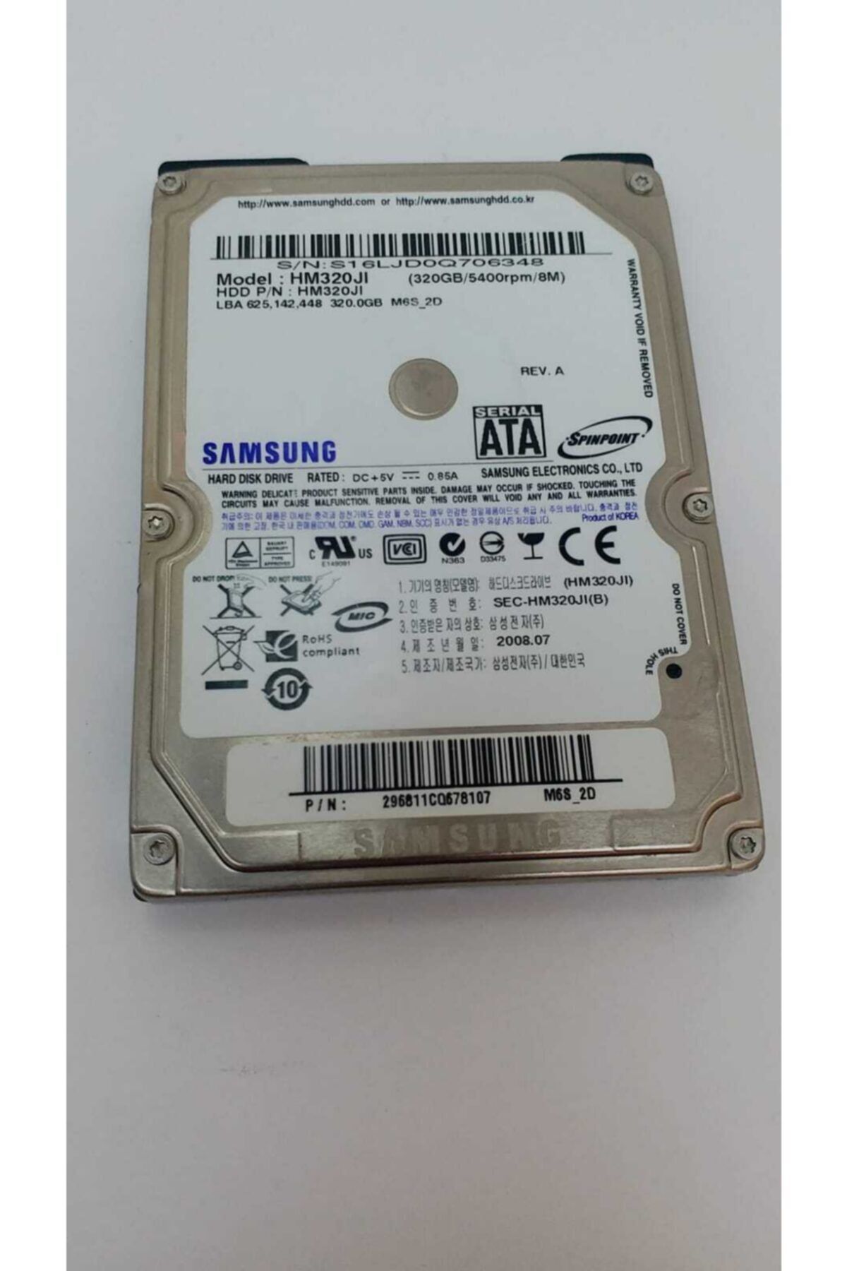 Samsung 320 Gb Harddisk 2.5" Hdd