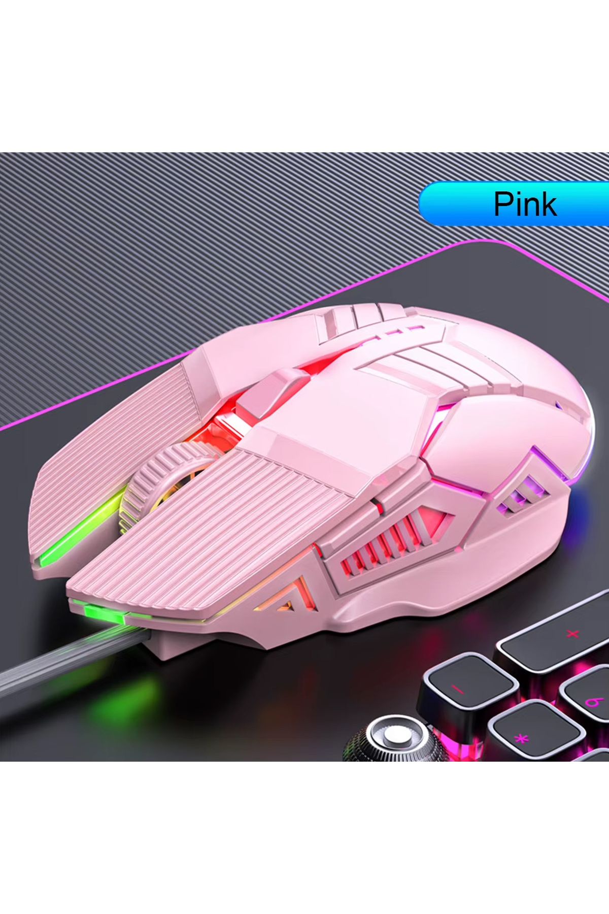 Microcase 3200 DPI Ergonomik Sessiz Kablolu RGB Işıklı Gaming Oyuncu Mouse