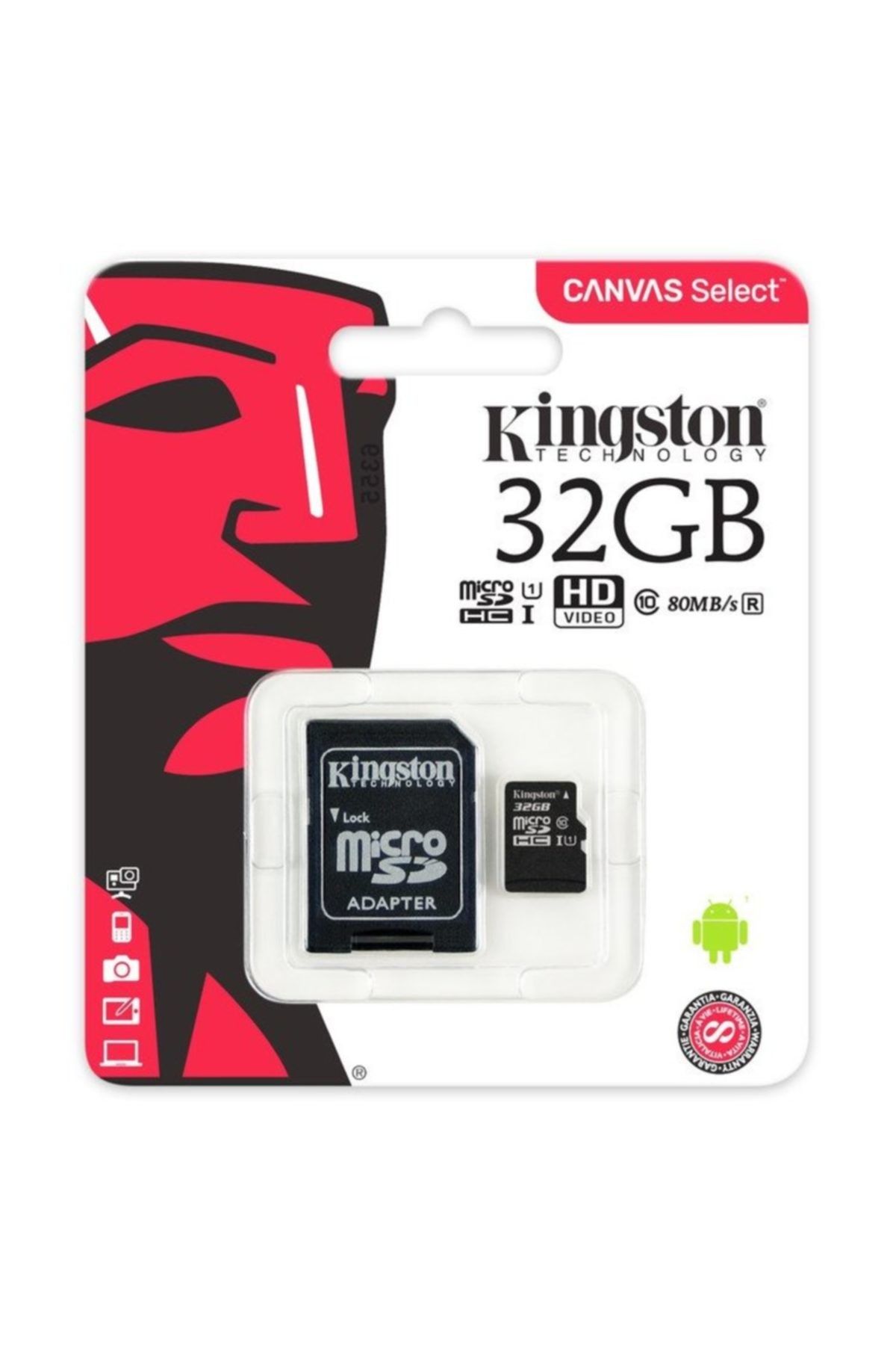 Kingston 32GB Micro SD Hafıza Kartı Class10 U1 80MB/s SDCS/32GB