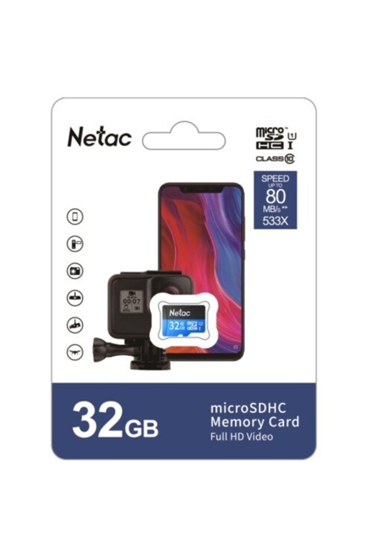 Netac 32gb Microsdhc U3/c10 Nt02p500stn-032g-s Up To 80mb/s,sd Adaptör Yok