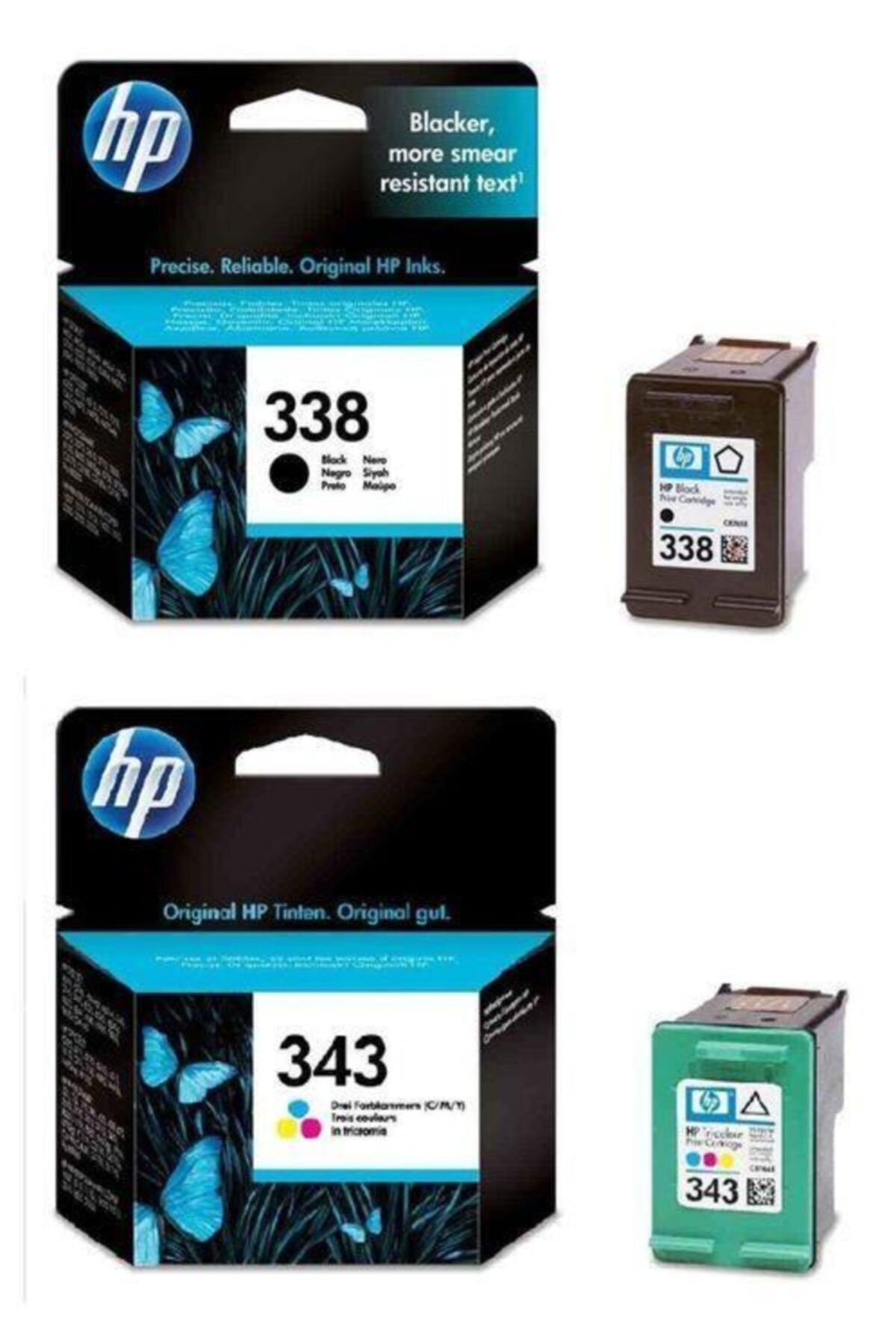 HP 338 + 343 C8765ee C8766ee Siyah Ve Renkli Orjinal Kartuş Seti