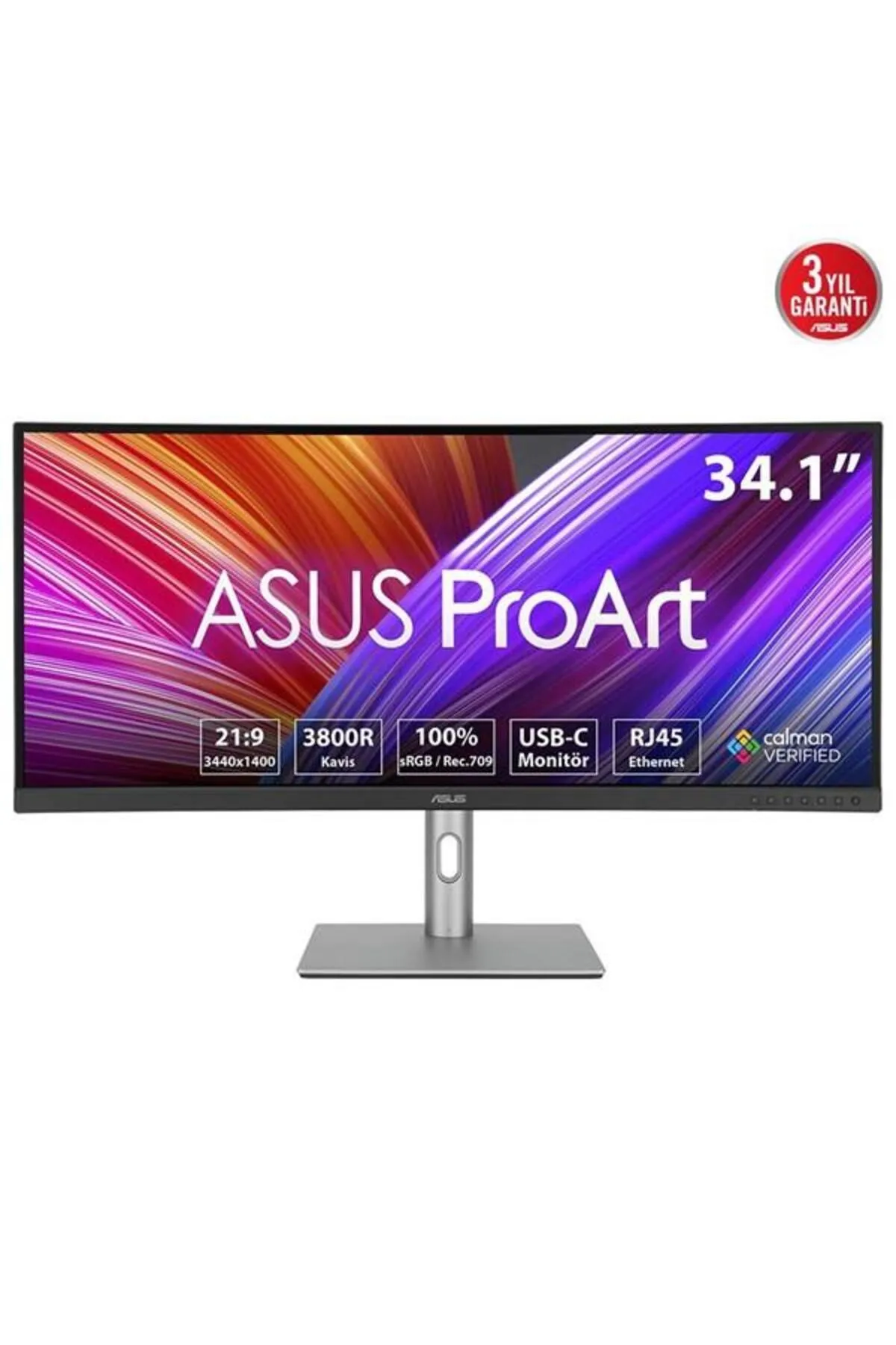 Asus 34" VA PROART PA34VCNV 5MS 60HZ HDMI-DP KAVISLI GRAFİK TASARIM MONİTÖRÜ 3440X1440