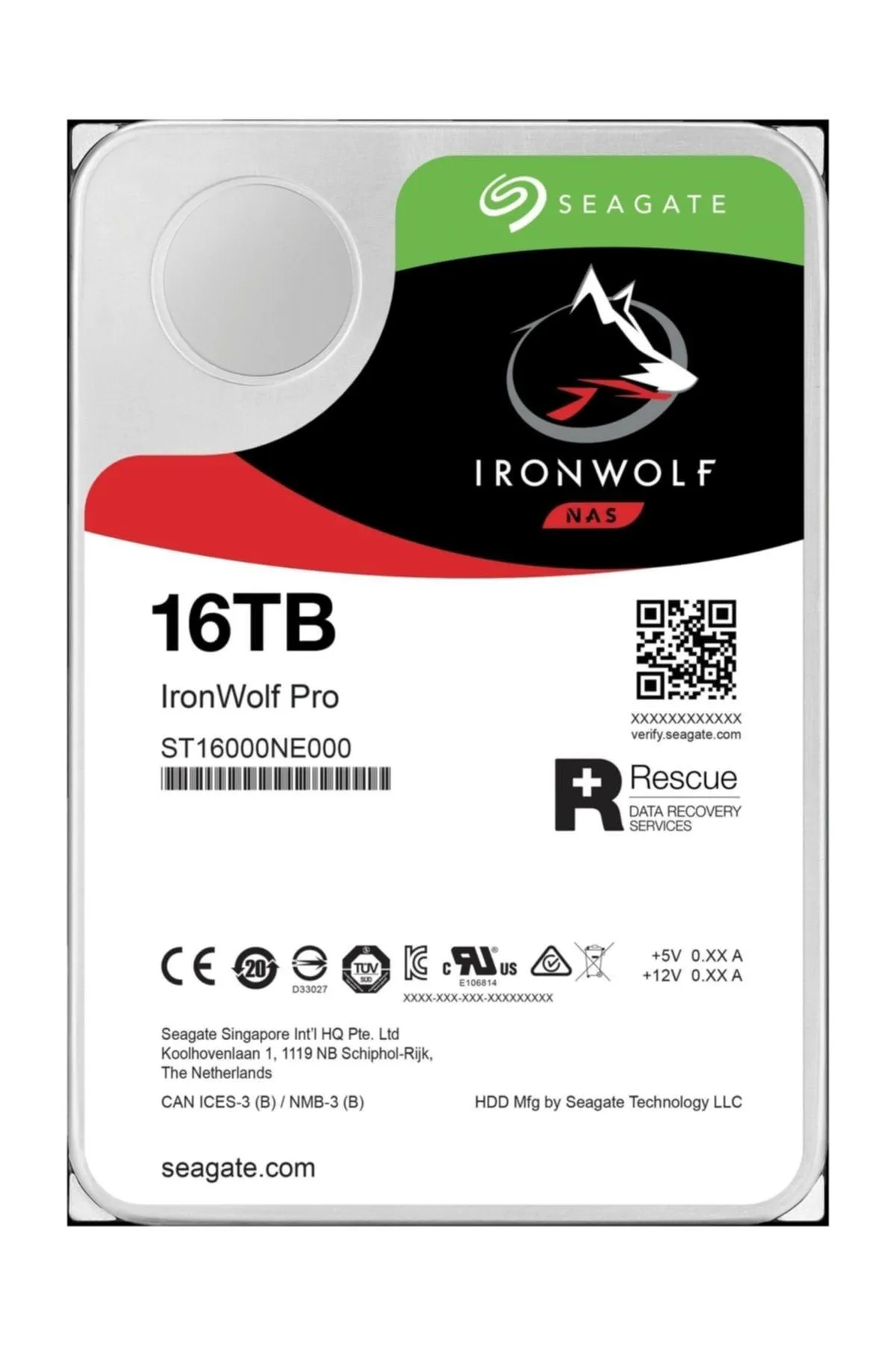 Seagate 3.5" 16TB IronWolf Pro 7200Rpm 256MB Cache Sata 3.0 Nas Harddisk ST16000NE000